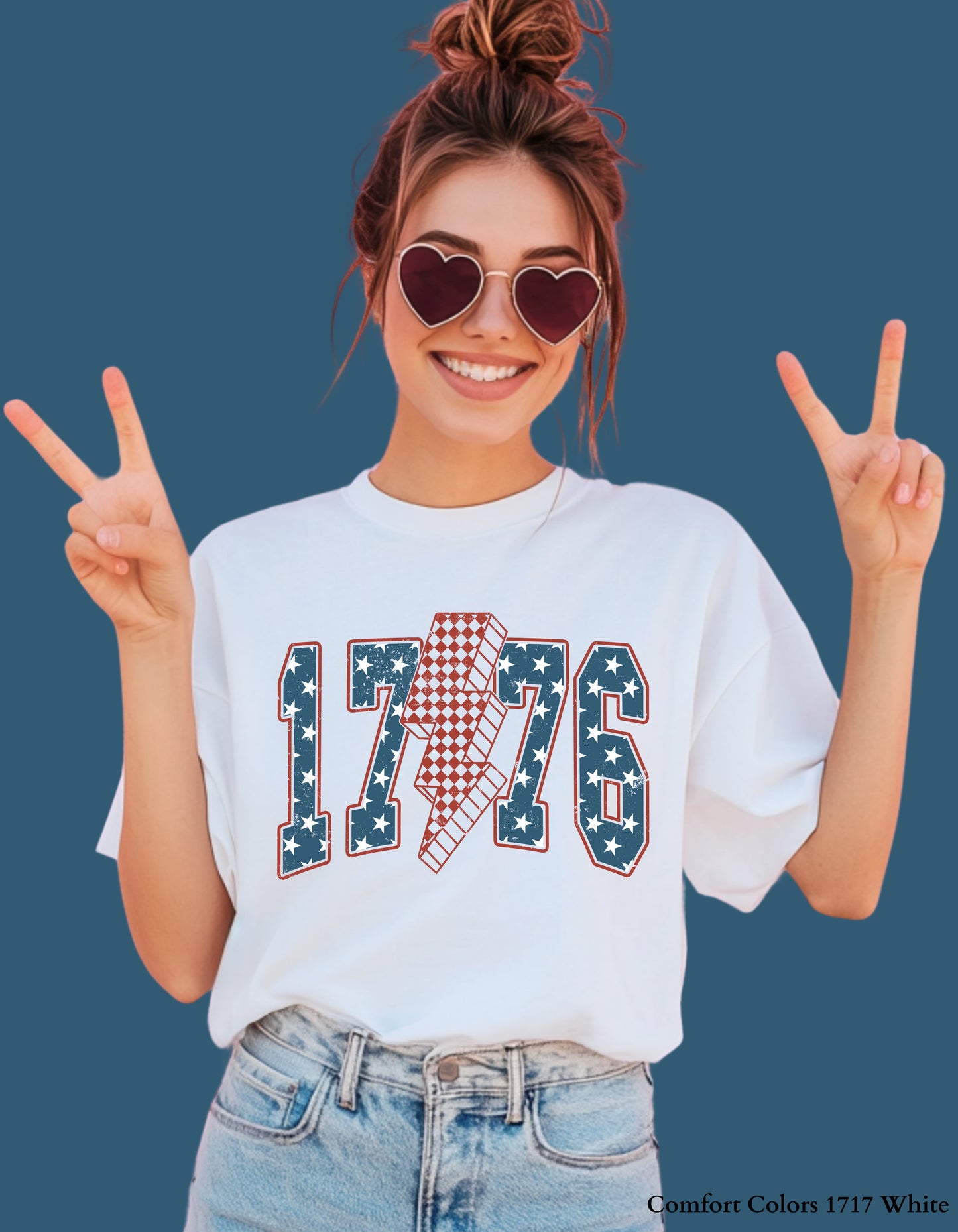 1776 Lightning Bolt USA T-Shirt or Sweatshirt – Vintage Distressed 4th of July Patriotic Graphic Tee