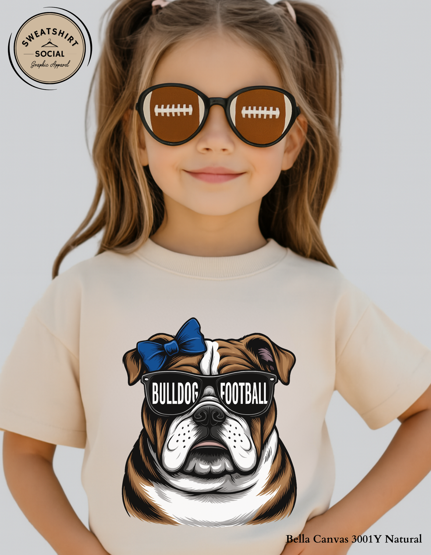 Kids Bulldog Football Mascot Tee – Cute Game Day Shirt (Youth Sizes)