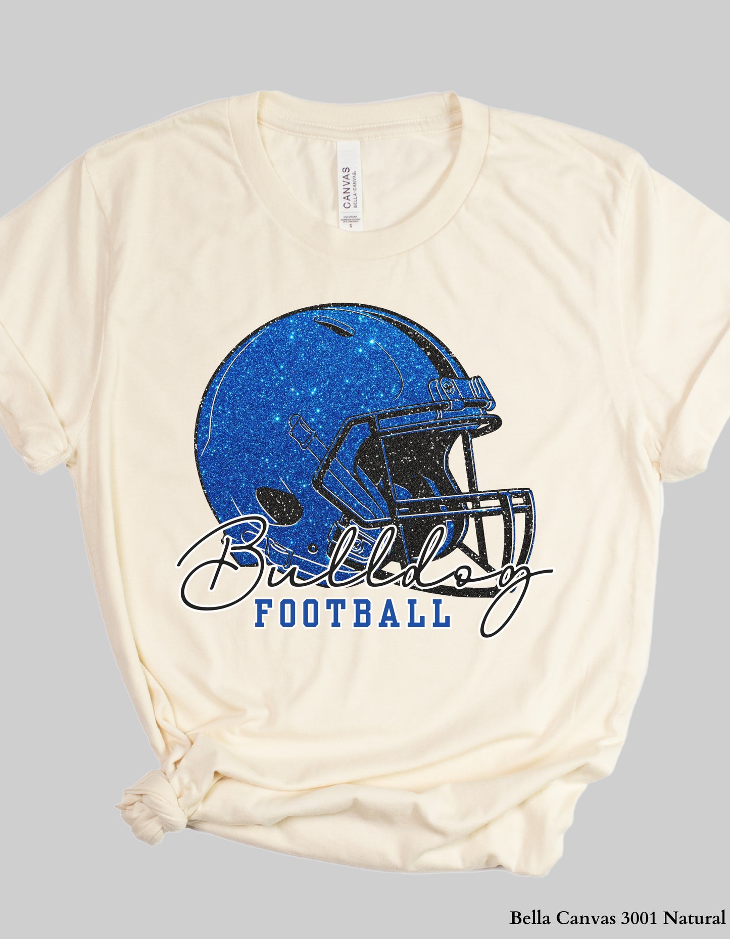 Gold Hill Bulldogs Football Shirt – Faux Glitter Helmet Design (Adult Game Day Tee or Sweatshirt)
