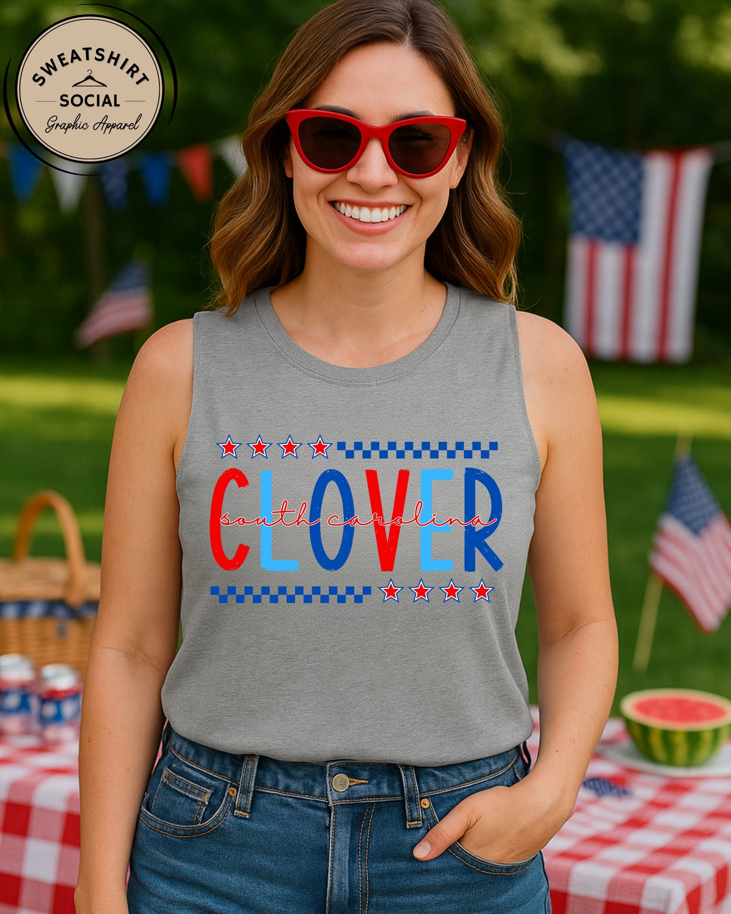 Clover SC Fourth of July Shirt – Patriotic Red, White & Blue Hometown T-Shirt