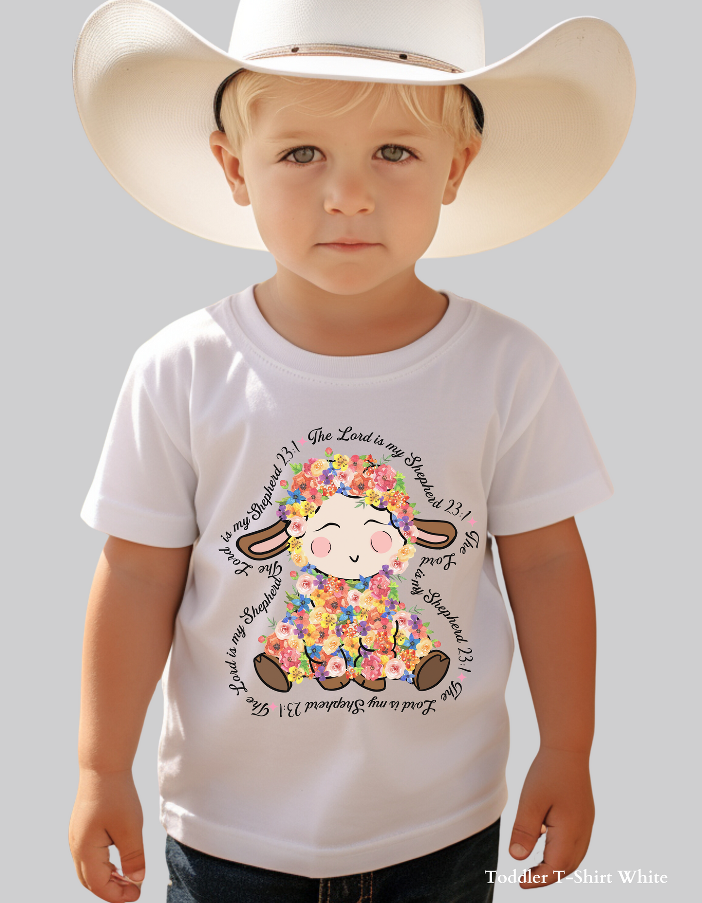 Kids’ Floral Lamb – Psalm 23:1 Easter T-Shirt or Sweatshirt (Family Matching)