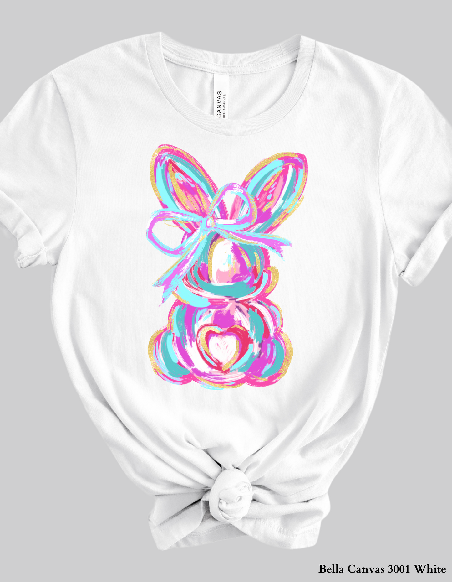Color Splash Bunny Easter T-Shirt & Sweatshirt featuring a hand-painted pastel bunny design. Perfect for spring and Easter celebrations, available in Bella Canvas, Comfort Colors, and Gildan.