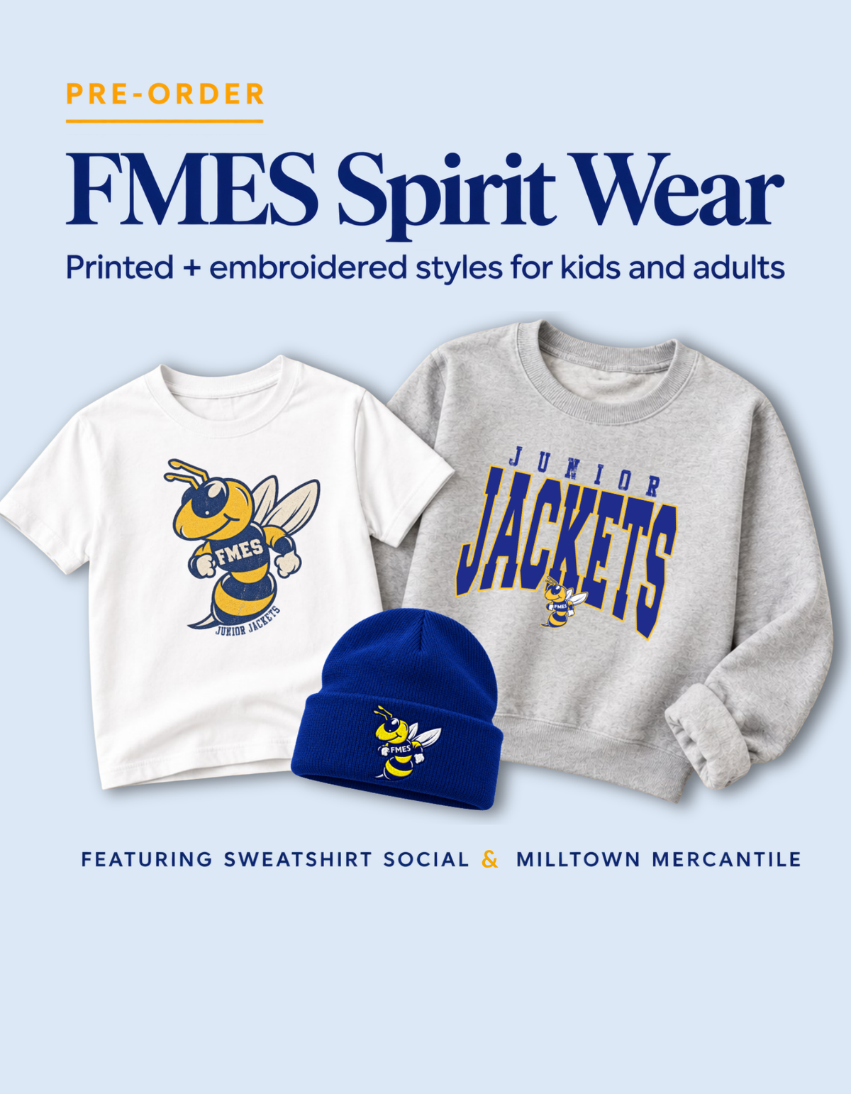 FMES Junior Jackets Spirit Wear – Fall Festival Pre-Order (Adult + Kids)