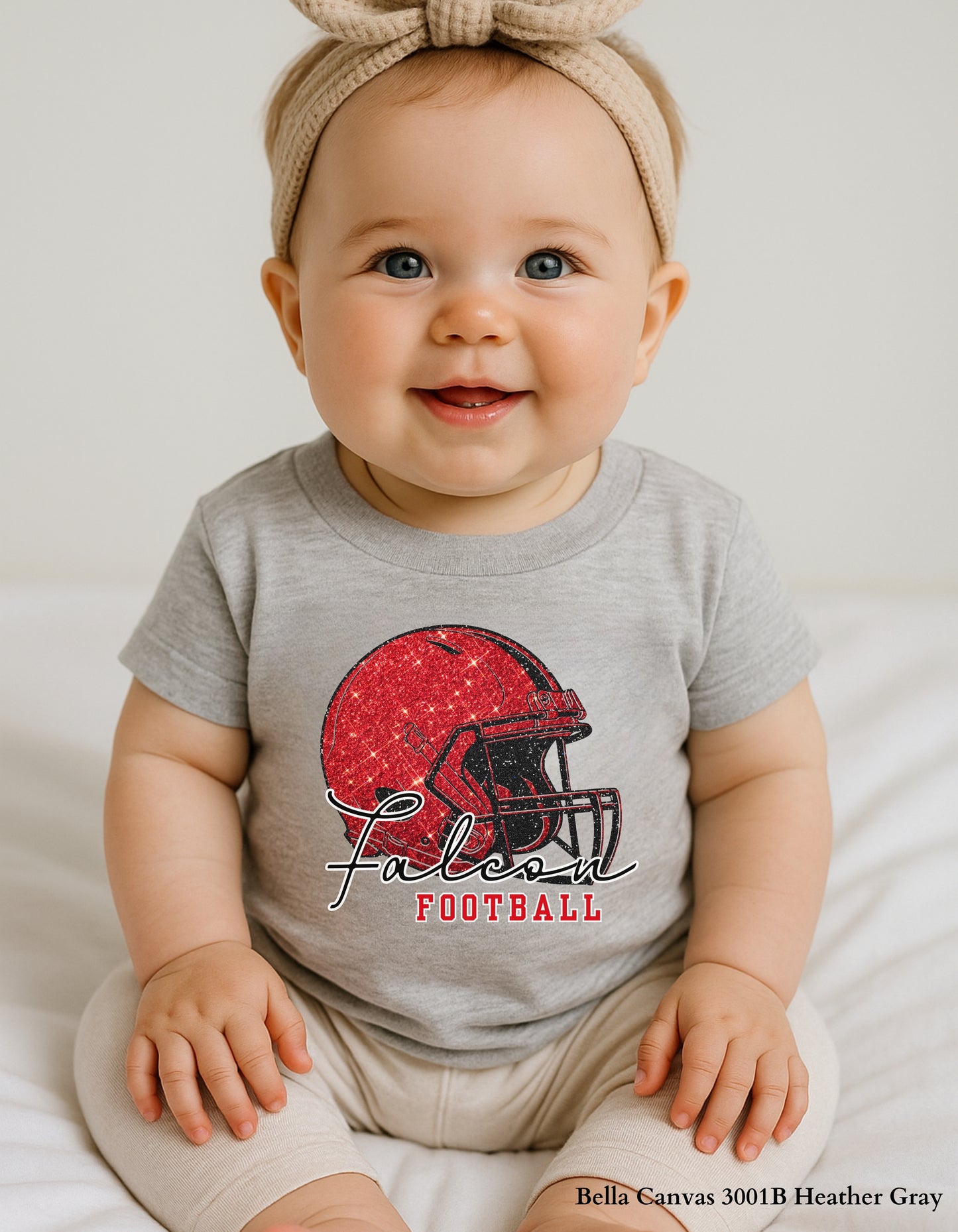 Kids Nation Ford Falcons Football Shirt – Faux Glitter Helmet Design (Infant, Toddler, and Youth Game Day Top)