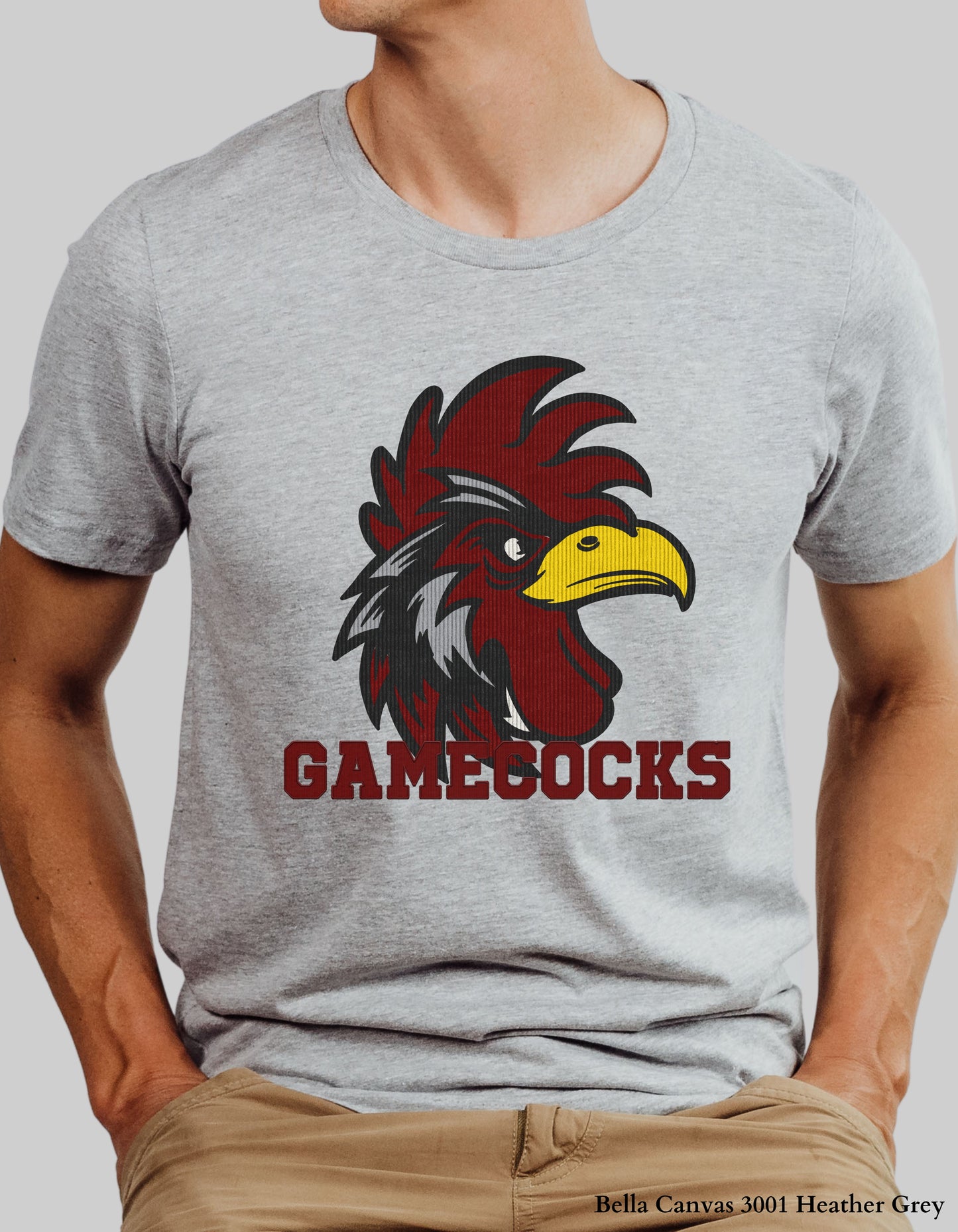 Gamecocks Corduroy Look Shirt or Sweatshirt – Textured Mascot Design (Adult Sizes, South Carolina Game Day Tee)