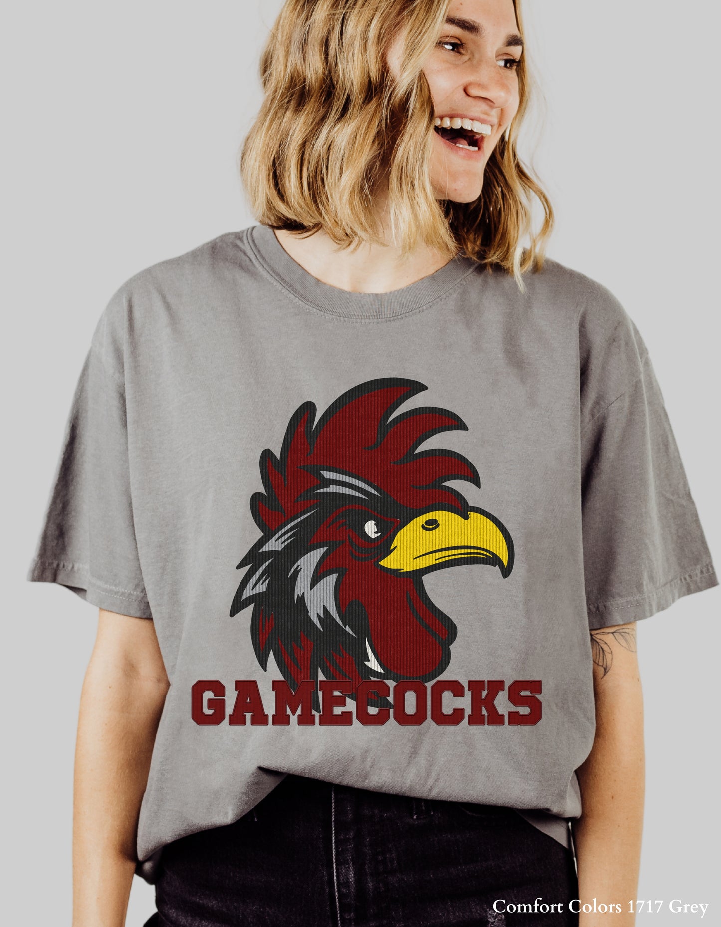 Gamecocks Corduroy Look Shirt or Sweatshirt – Textured Mascot Design (Adult Sizes, South Carolina Game Day Tee)
