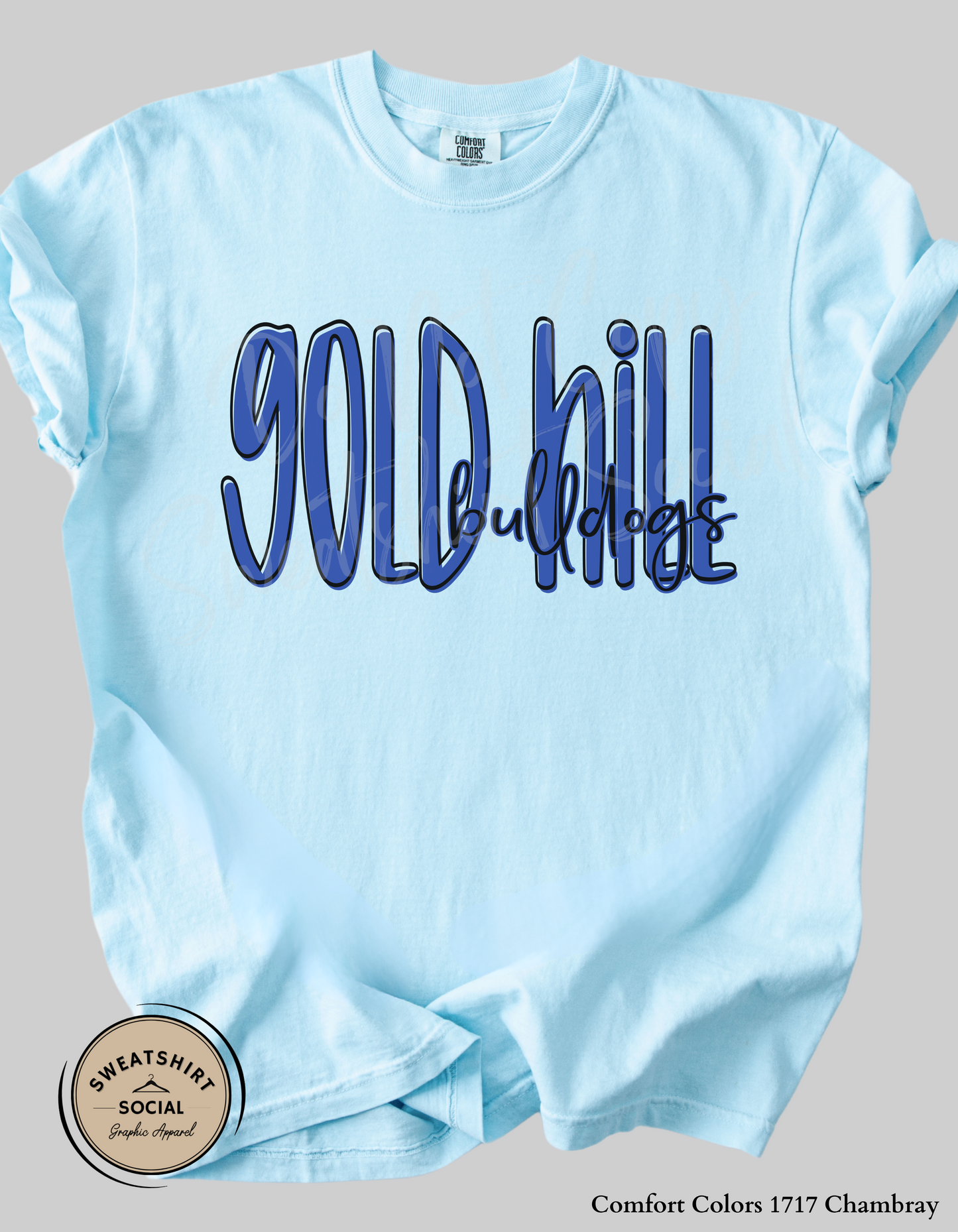 Gold Hill Bulldogs Lettered Look Tee or Sweatshirt – Royal Blue (Adult Sizes)