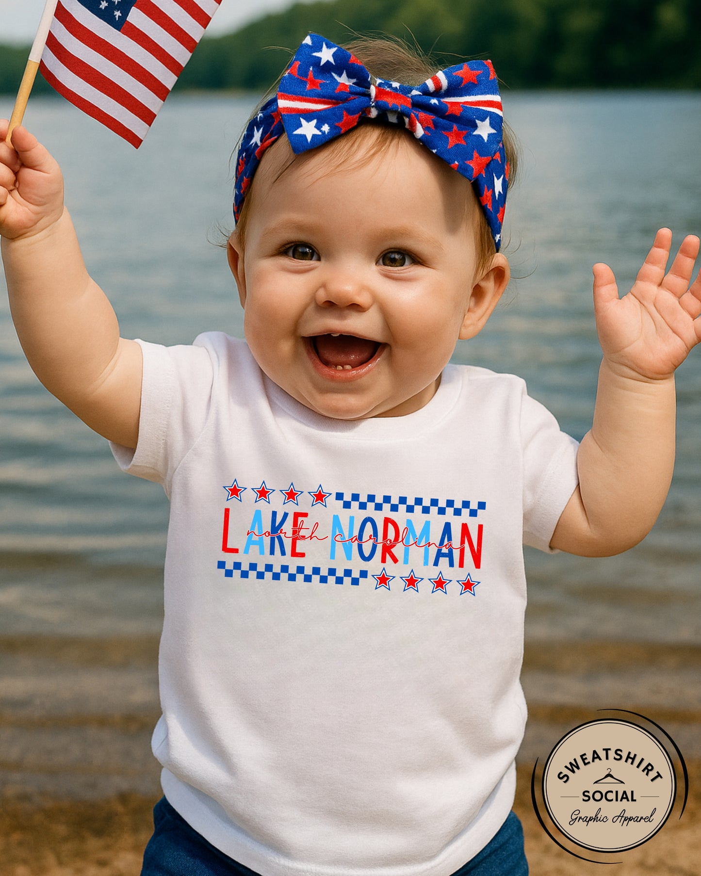Kids’ Lake Norman Fourth of July Shirt – Patriotic Hometown Tee (Infant, Toddler & Youth Sizes)
