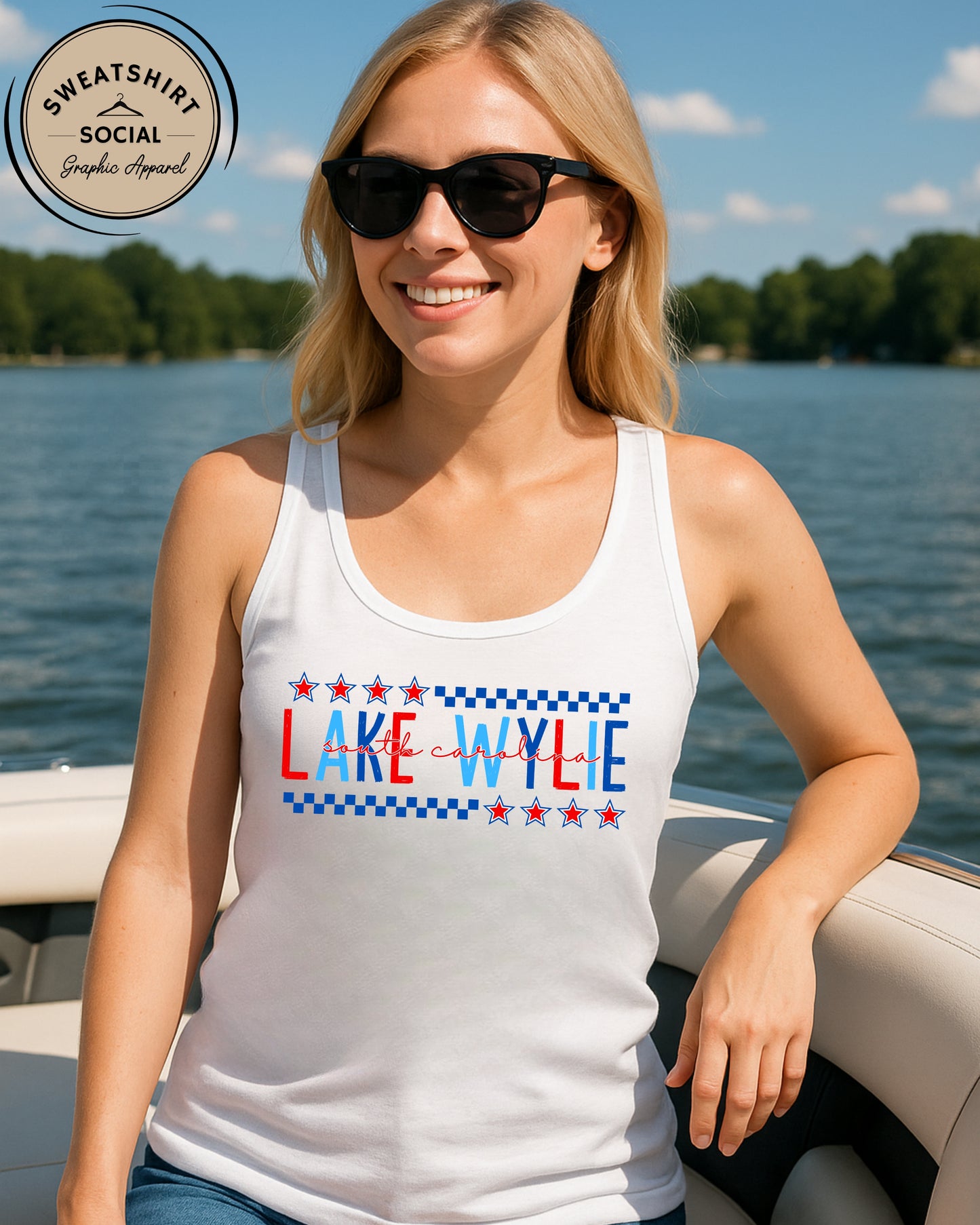 Lake Wylie SC Fourth of July Shirt – Patriotic Red, White & Blue Hometown T-Shirt