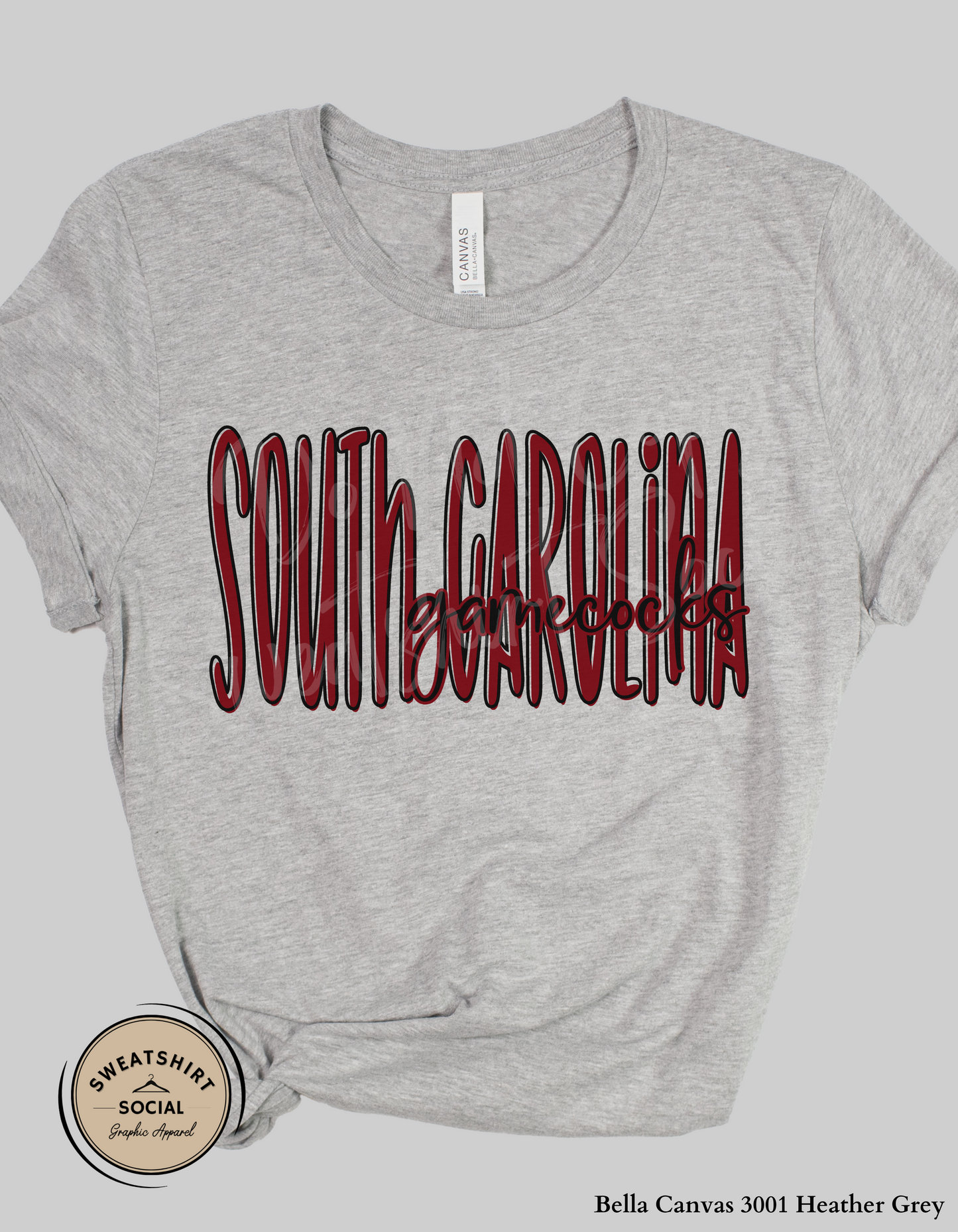 South Carolina Gamecocks Lettered Look Tee or Sweatshirt – Black & Garnet (Adult Sizes)