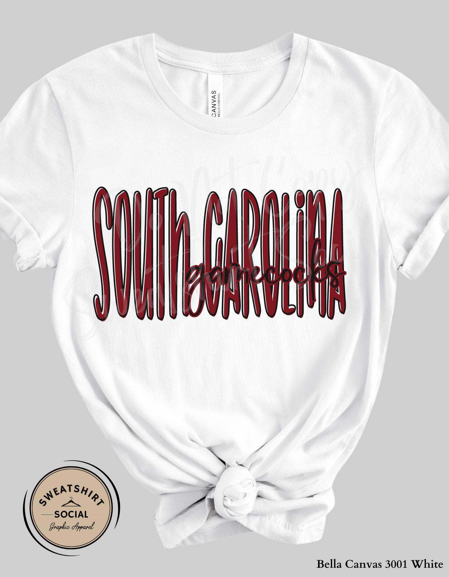 South Carolina Gamecocks Lettered Look Tee or Sweatshirt – Black & Garnet (Adult Sizes)