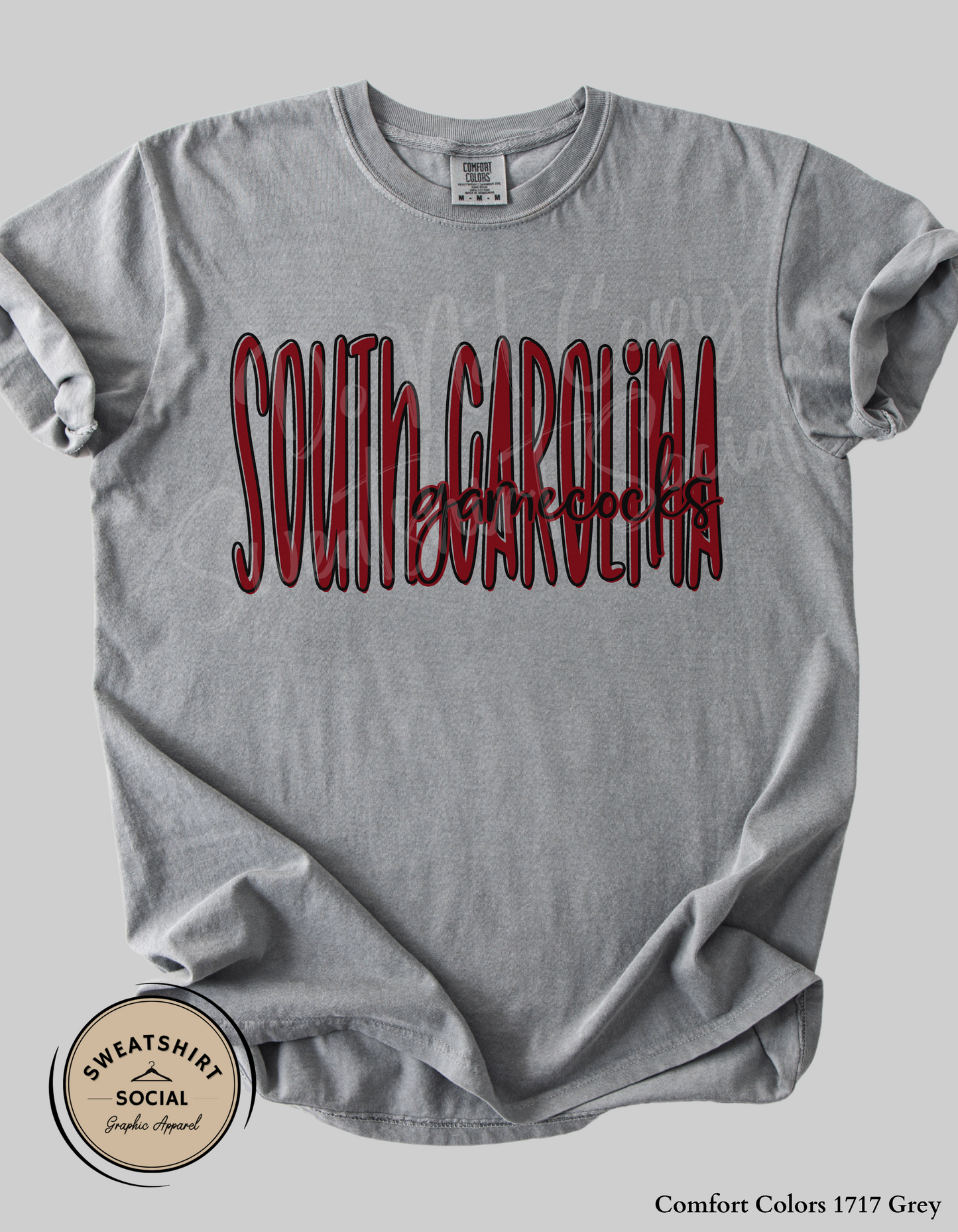South Carolina Gamecocks Lettered Look Tee or Sweatshirt – Black & Garnet (Adult Sizes)