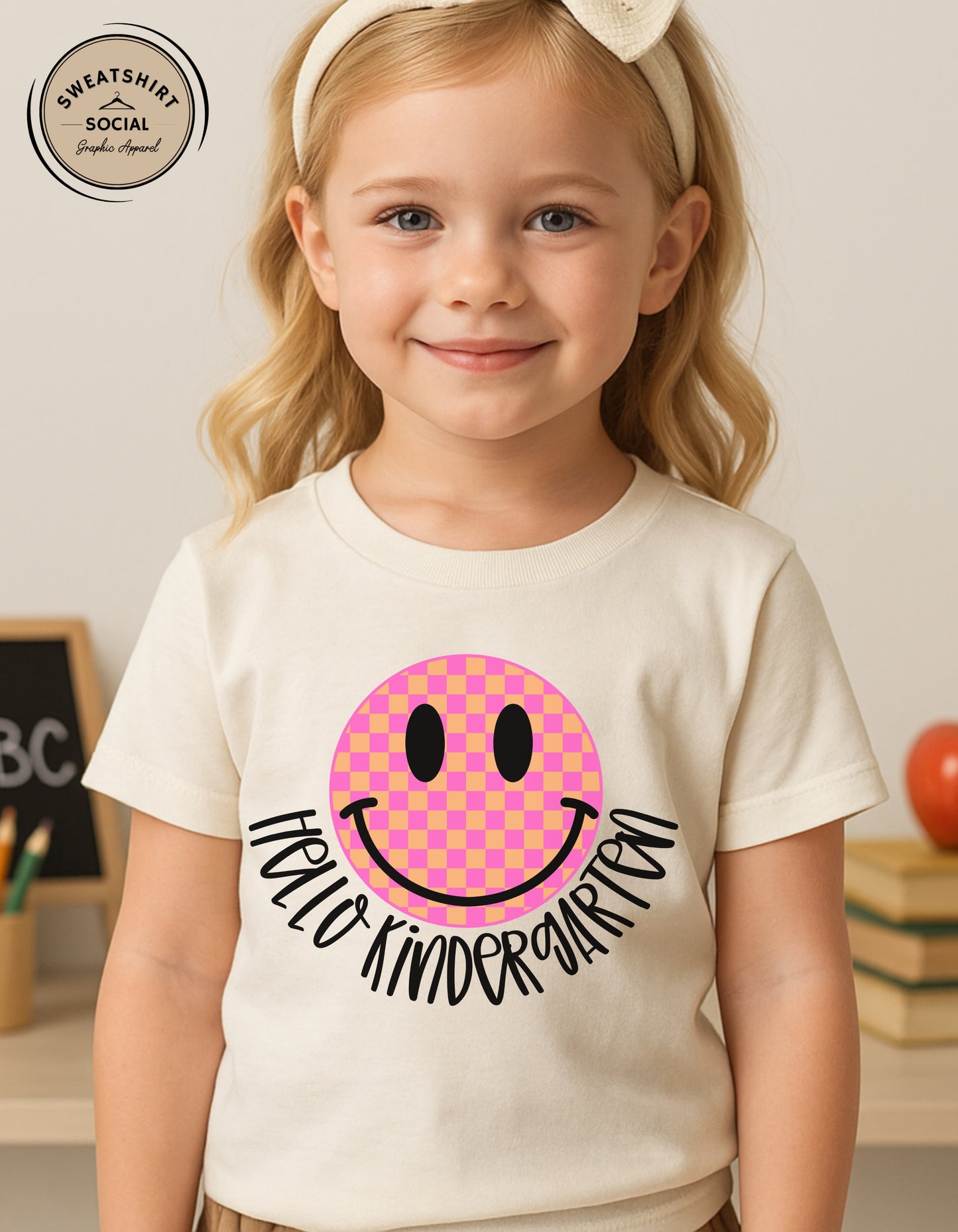 Pink Checkerboard Smile Grade Shirt for Kids – Back to School Tee (Pre-K to 5th Grade)