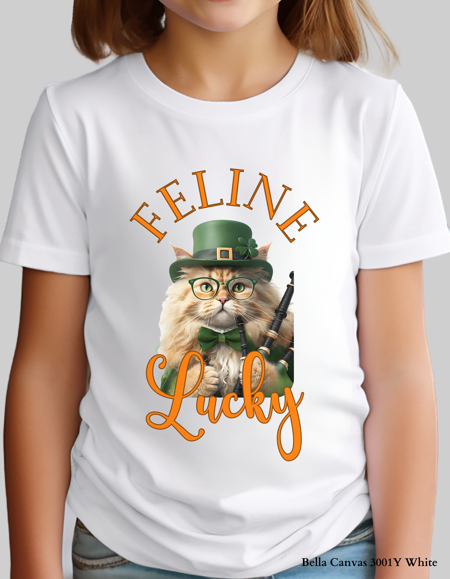 Feline Lucky Kids’ St. Patrick’s Day Shirt & Sweatshirt – Matching Family Option! 🍀🐱