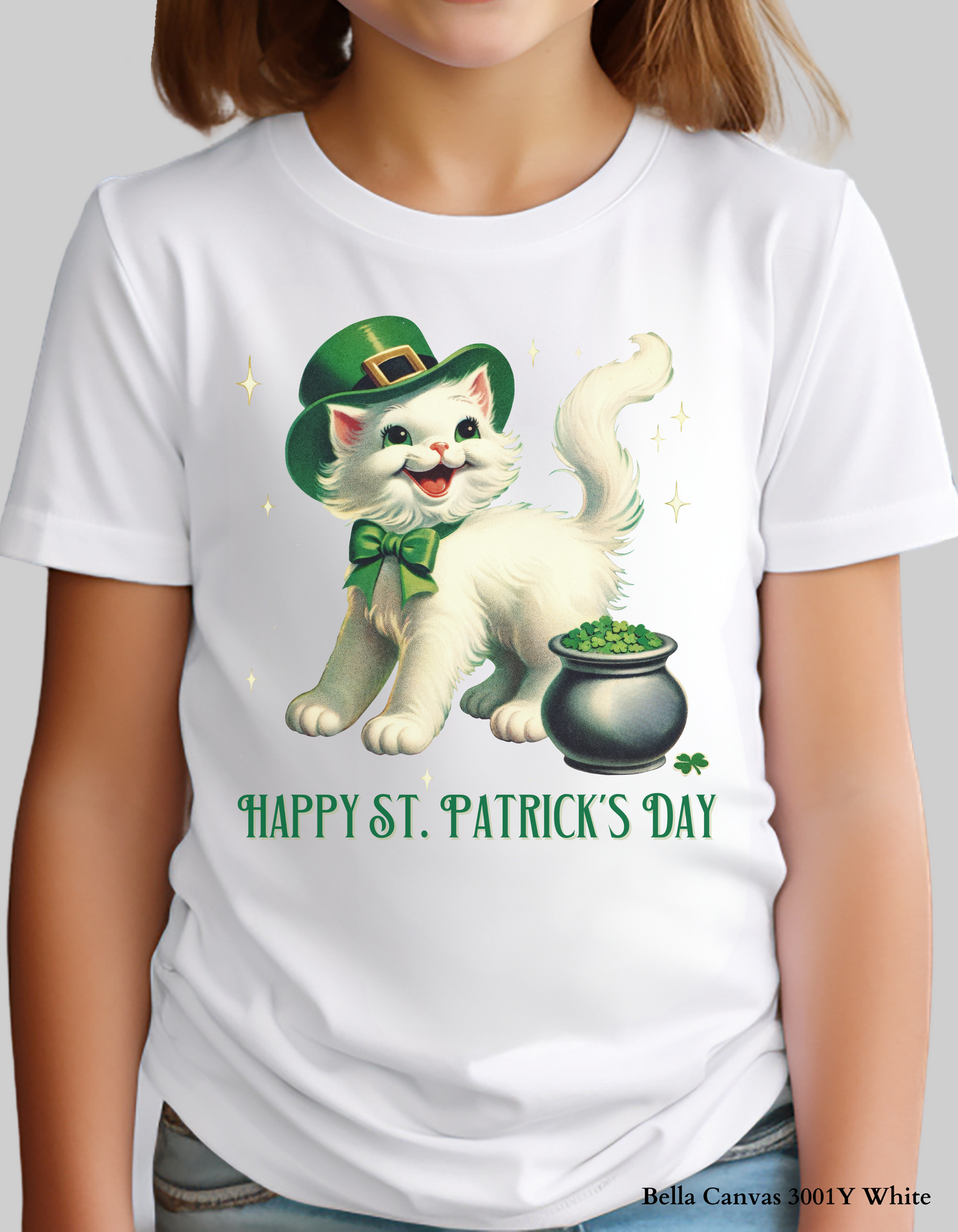 Lucky Kitty St. Patrick’s Day Shirt & Sweatshirt for Kids ☘️🐱