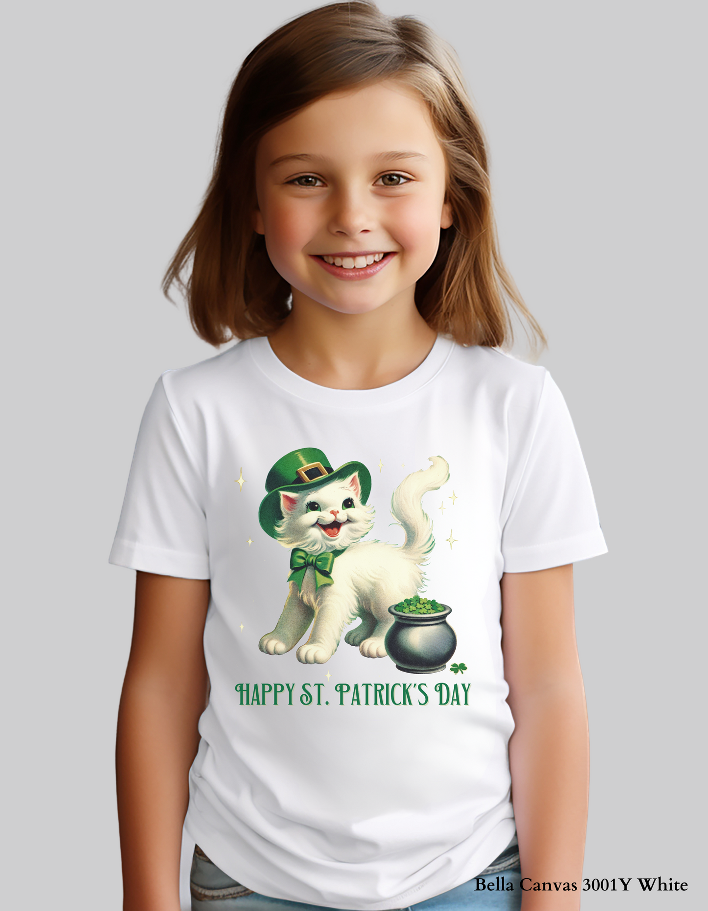 Lucky Kitty St. Patrick’s Day Shirt & Sweatshirt for Kids ☘️🐱