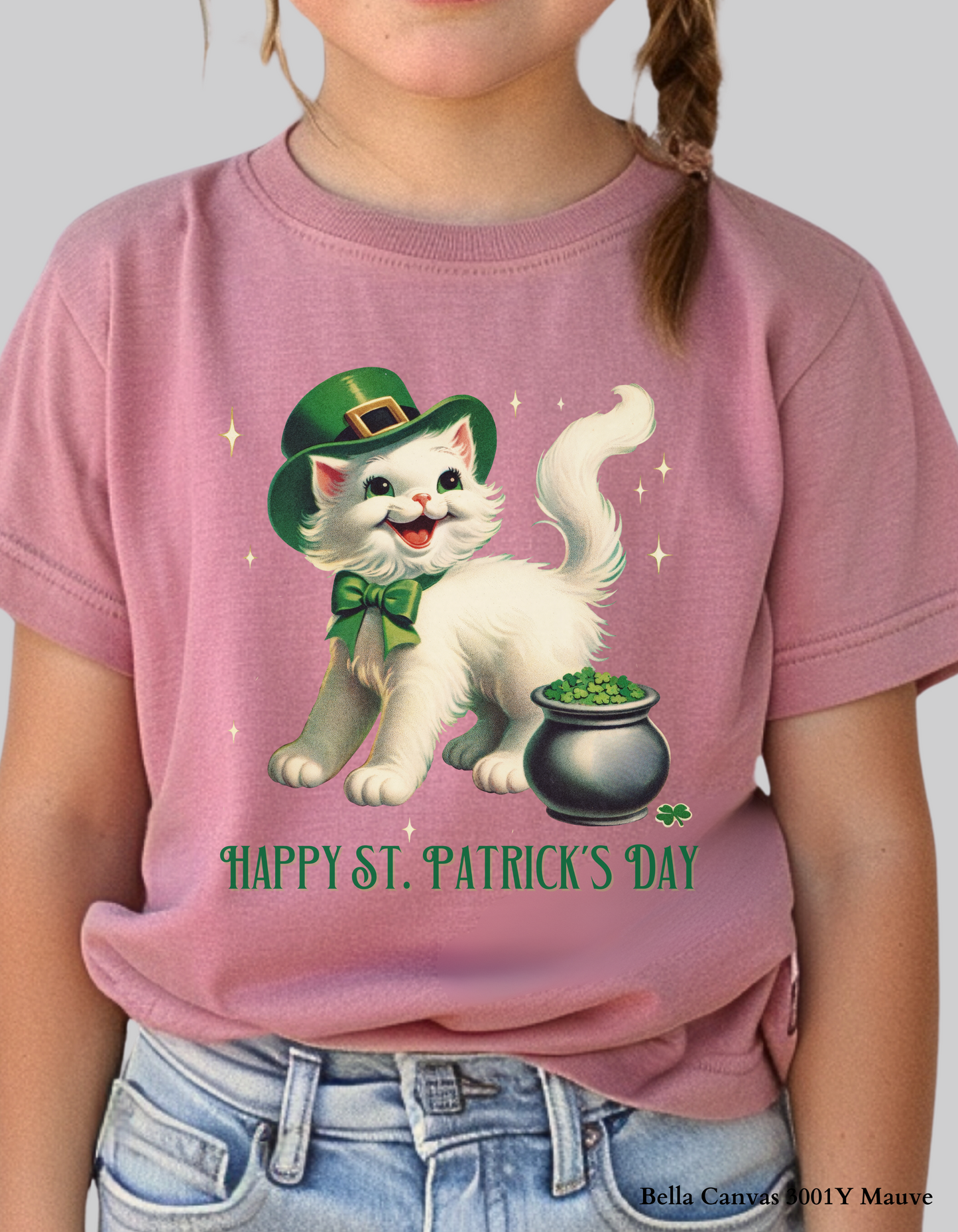 Lucky Kitty St. Patrick’s Day Shirt & Sweatshirt for Kids ☘️🐱