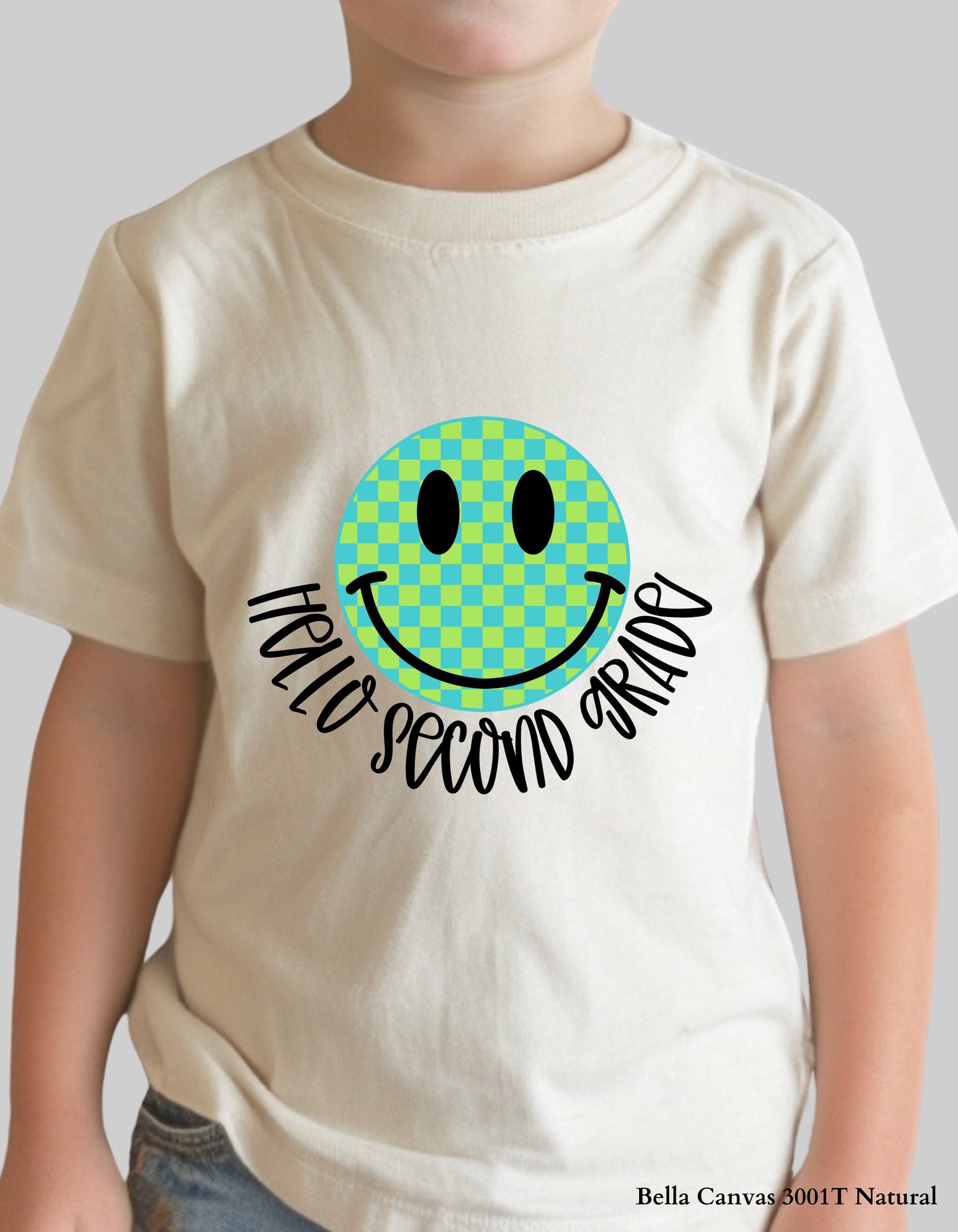 Green Checkerboard Smile Grade Shirt for Kids – Back to School Tee (Pre-K to 5th Grade)