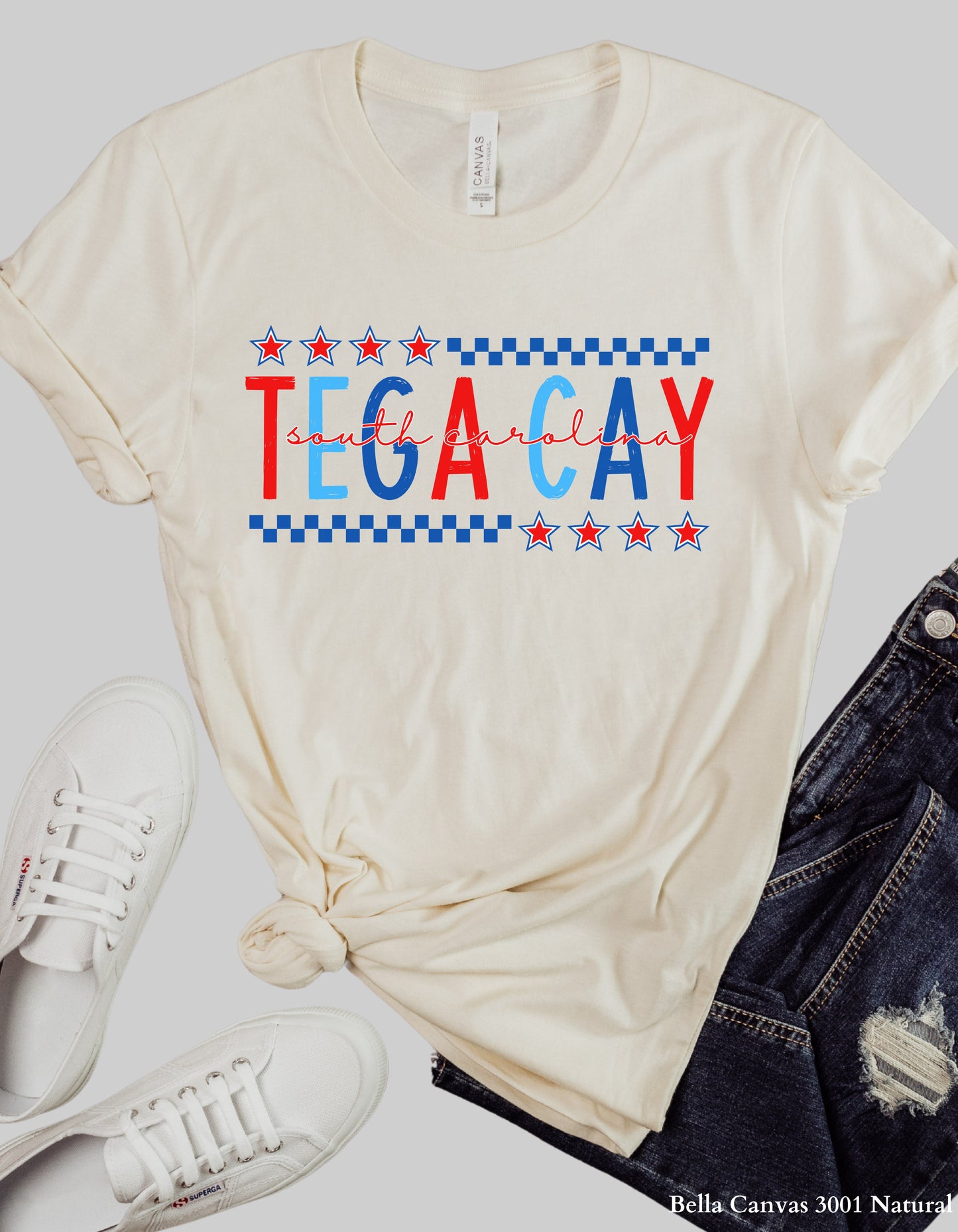 Tega Cay SC Fourth of July Shirt – Patriotic Red, White & Blue Hometown T-Shirt