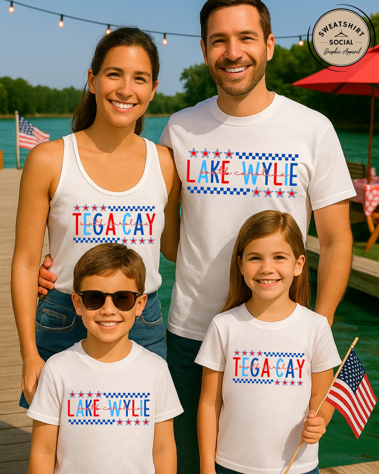 Tega Cay SC Fourth of July Shirt – Patriotic Red, White & Blue Hometown T-Shirt