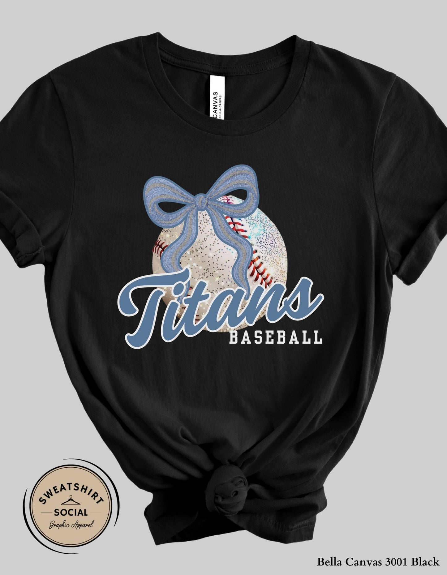 Titans Baseball Tee or Sweatshirt – Blue Bow Spirit Design (Adult Sizes)