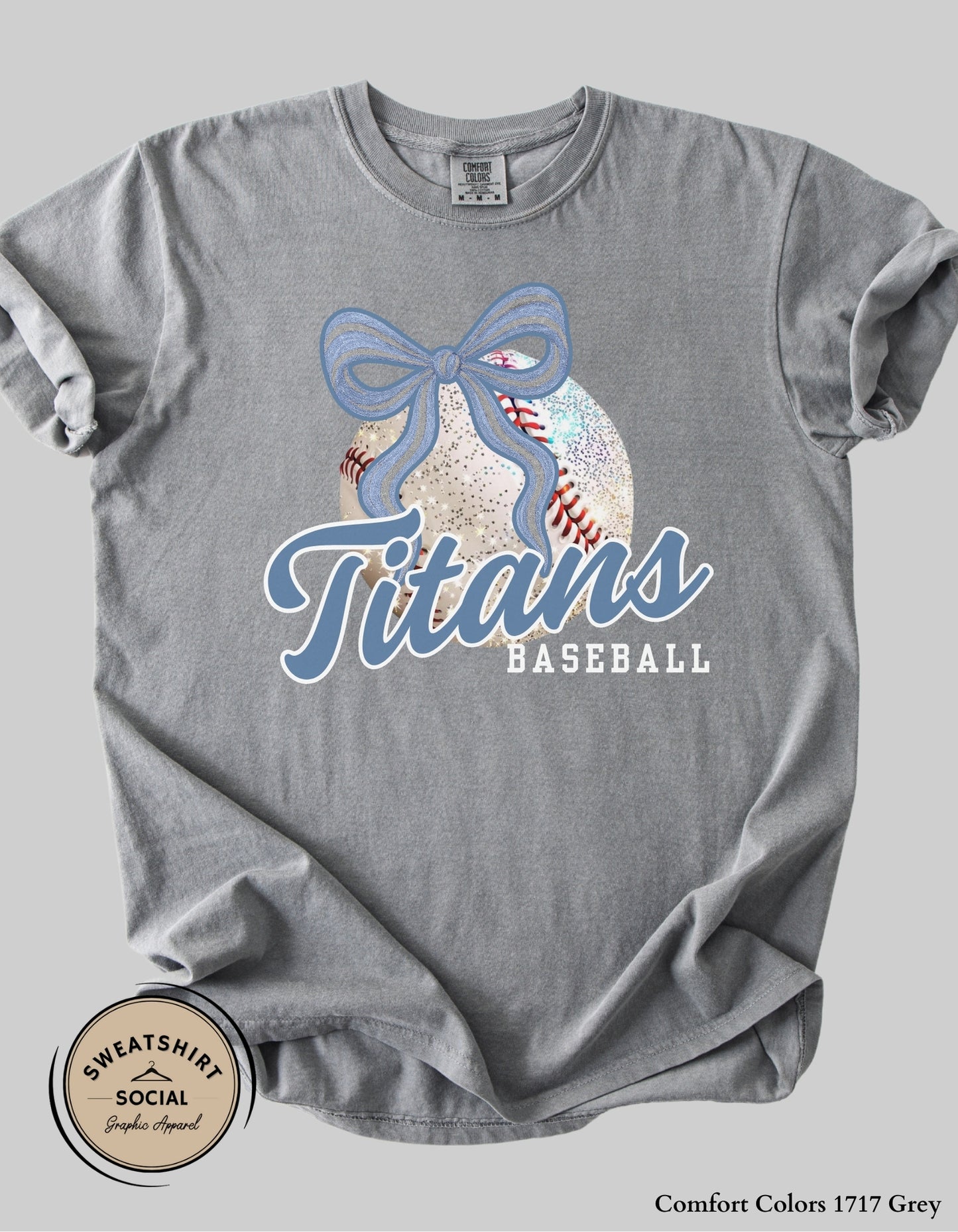 Titans Baseball Tee or Sweatshirt – Blue Bow Spirit Design (Adult Sizes)