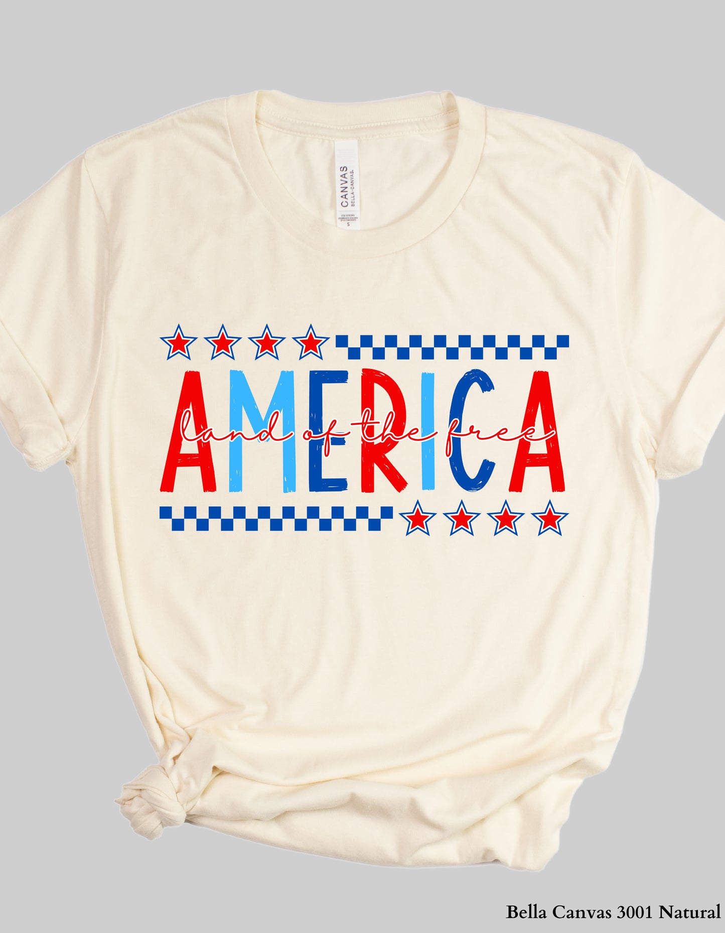 America – Land of the Free Shirt or Tank (Adult Sizes) | Patriotic Red, White & Blue Tee