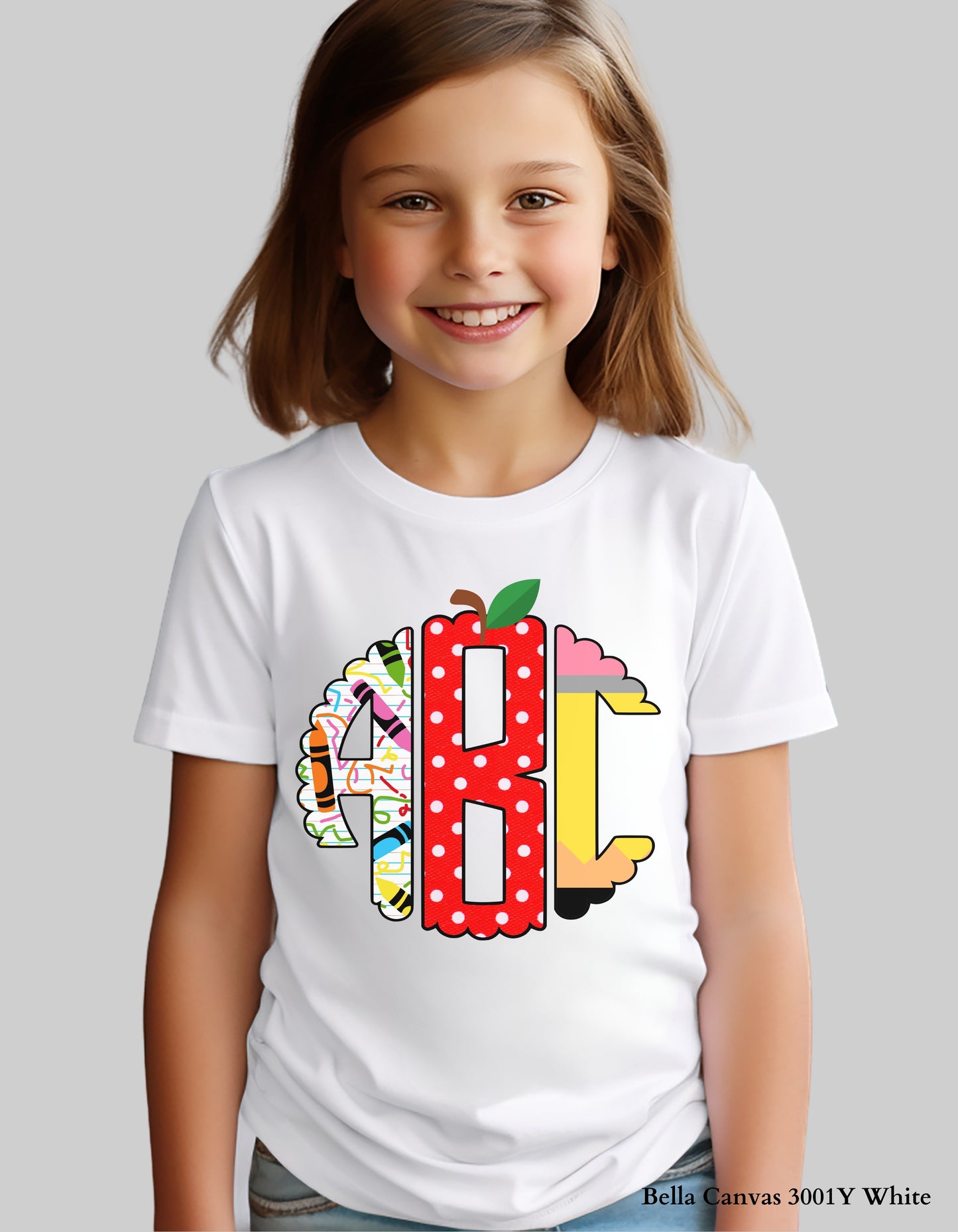 Custom ABC Back to School Shirt – Personalized Kids Monogram Design (Youth & Toddler Sizes)