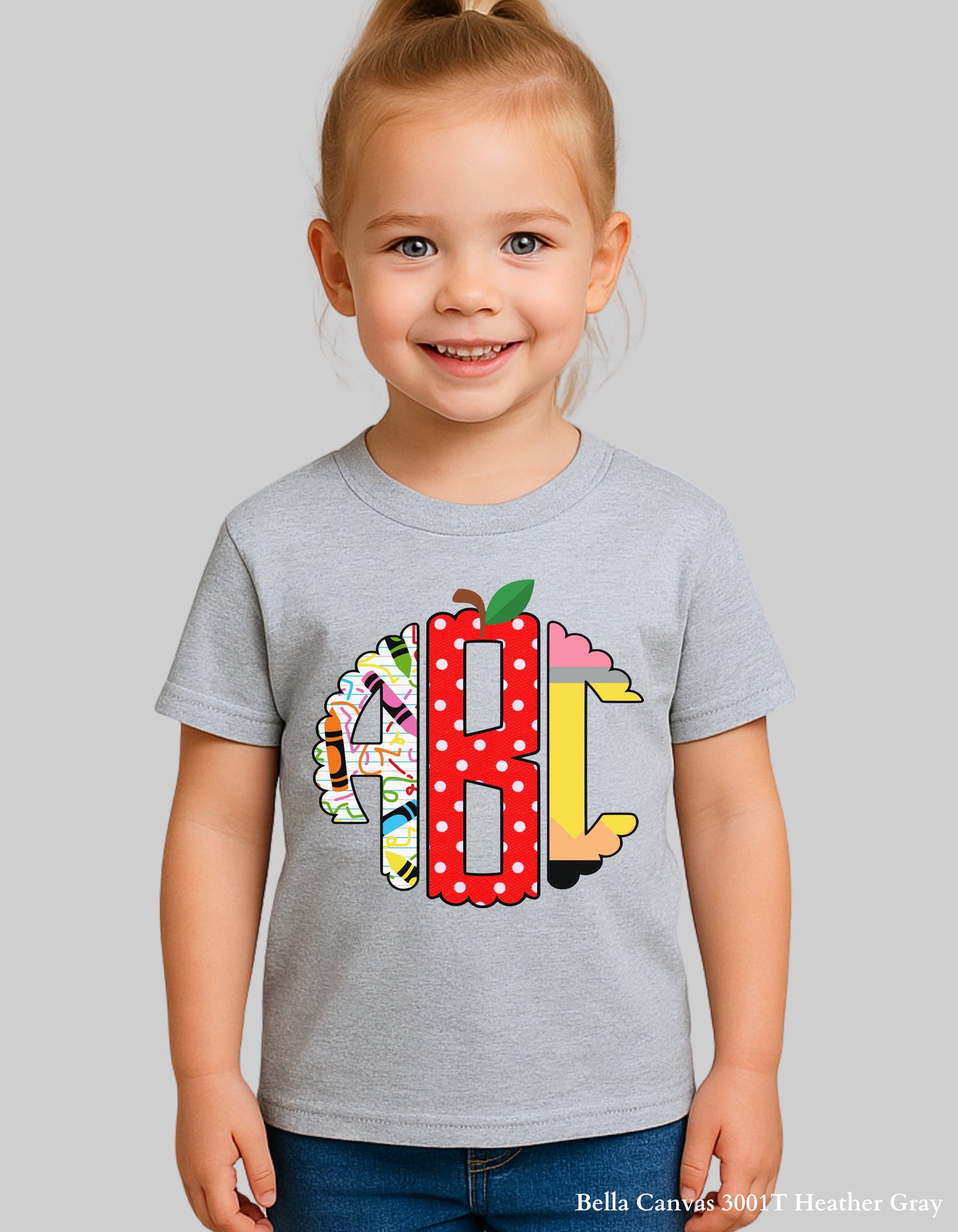 Custom ABC Back to School Shirt – Personalized Kids Monogram Design (Youth & Toddler Sizes)