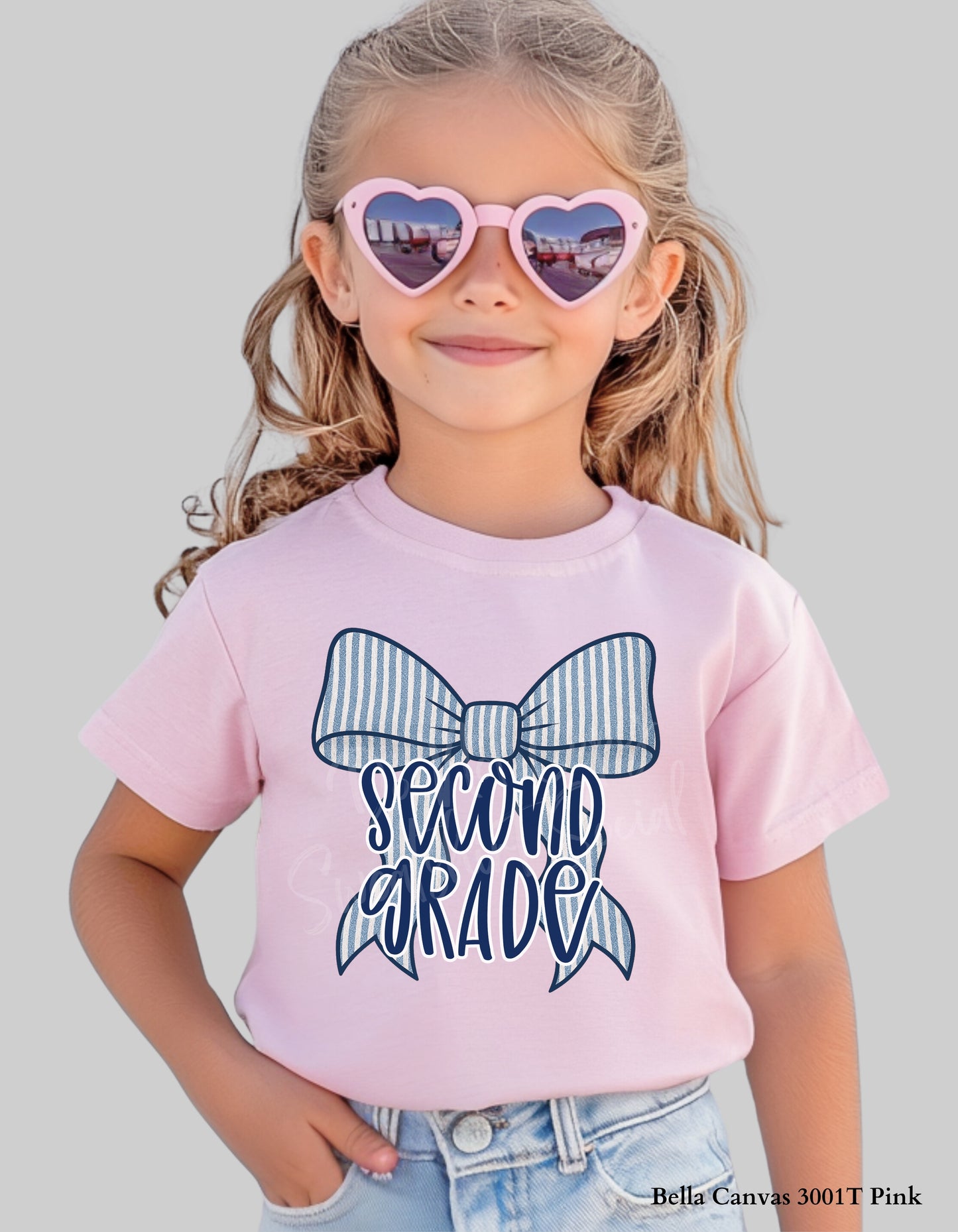 Blue Bow Grade Level Shirt – Girly Back to School Tee (Youth & Toddler Sizes, Pre-K to 5th Grade)