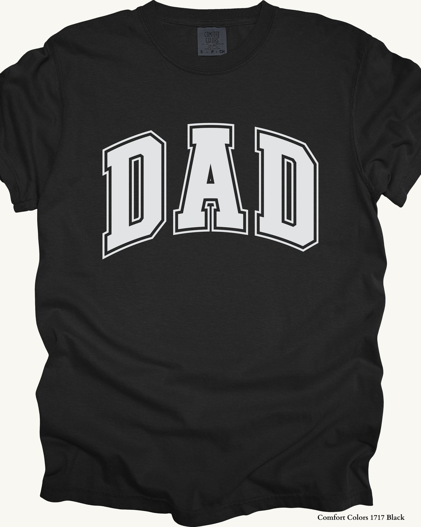 Classic DAD Shirt – Comfort Colors Father’s Day Gift (Collegiate White Text Design)