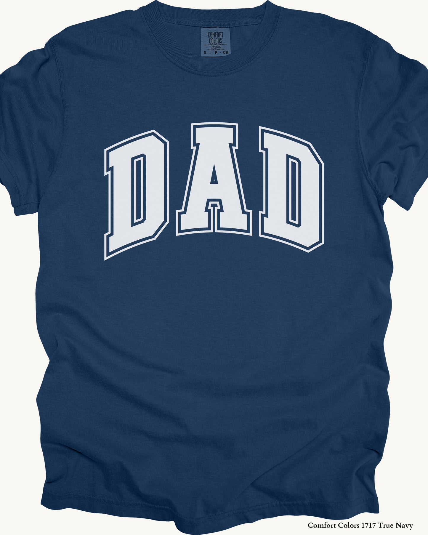 Classic DAD Shirt – Comfort Colors Father’s Day Gift (Collegiate White Text Design)
