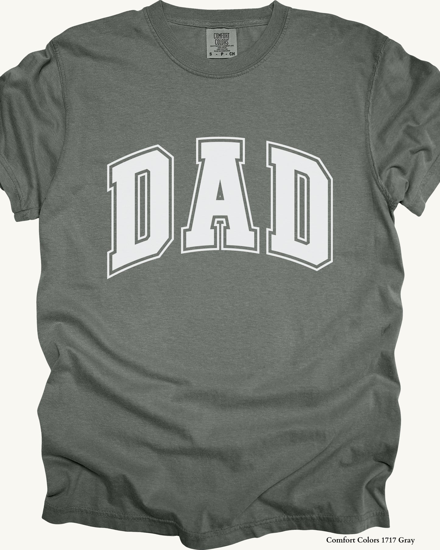Classic DAD Shirt – Comfort Colors Father’s Day Gift (Collegiate White Text Design)