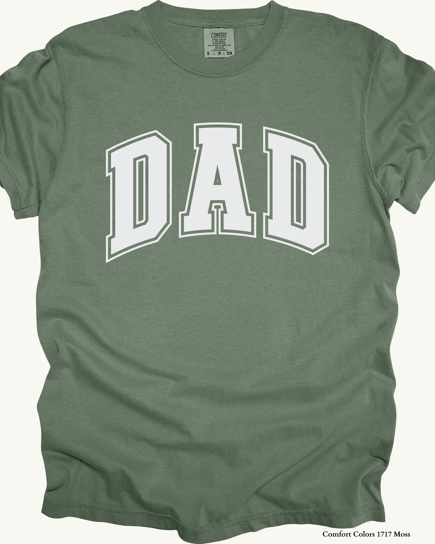 Classic DAD Shirt – Comfort Colors Father’s Day Gift (Collegiate White Text Design)
