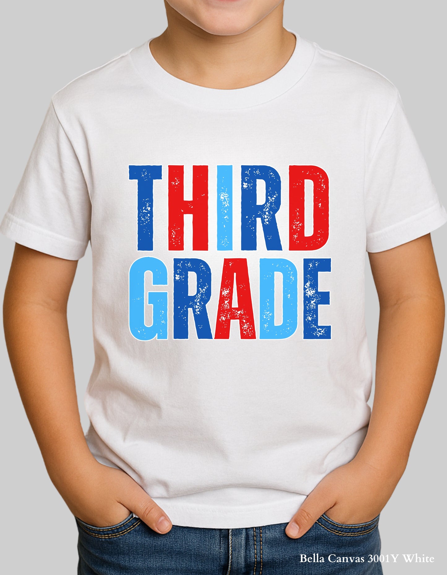 Kids Back to School Grade Shirt – Pre-K to 5th Grade (Red, White & Blue Design)