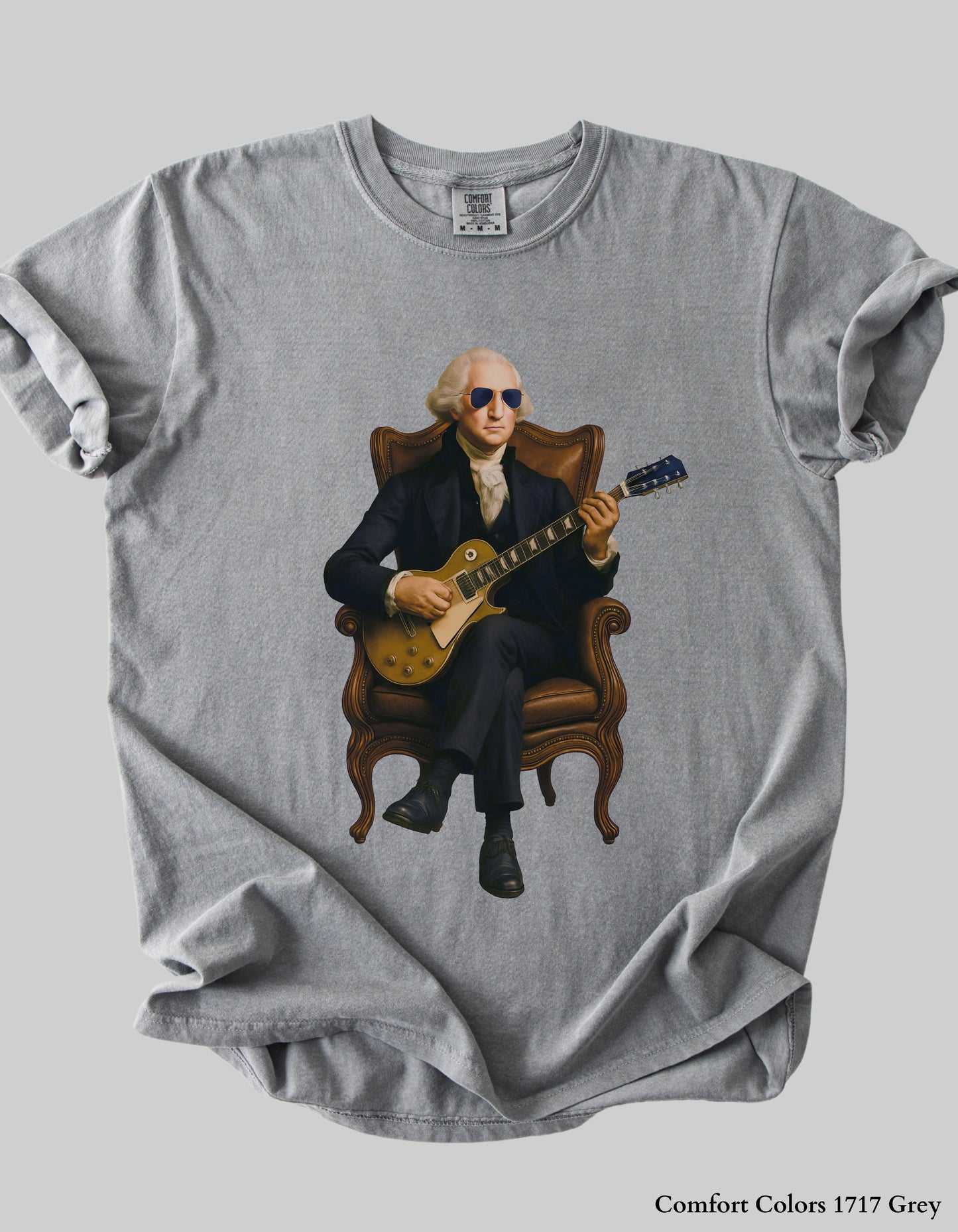 George Washington Guitar Shirt or Sweatshirt – Funny Patriotic Graphic Tee (Founding Fathers Rock Series)