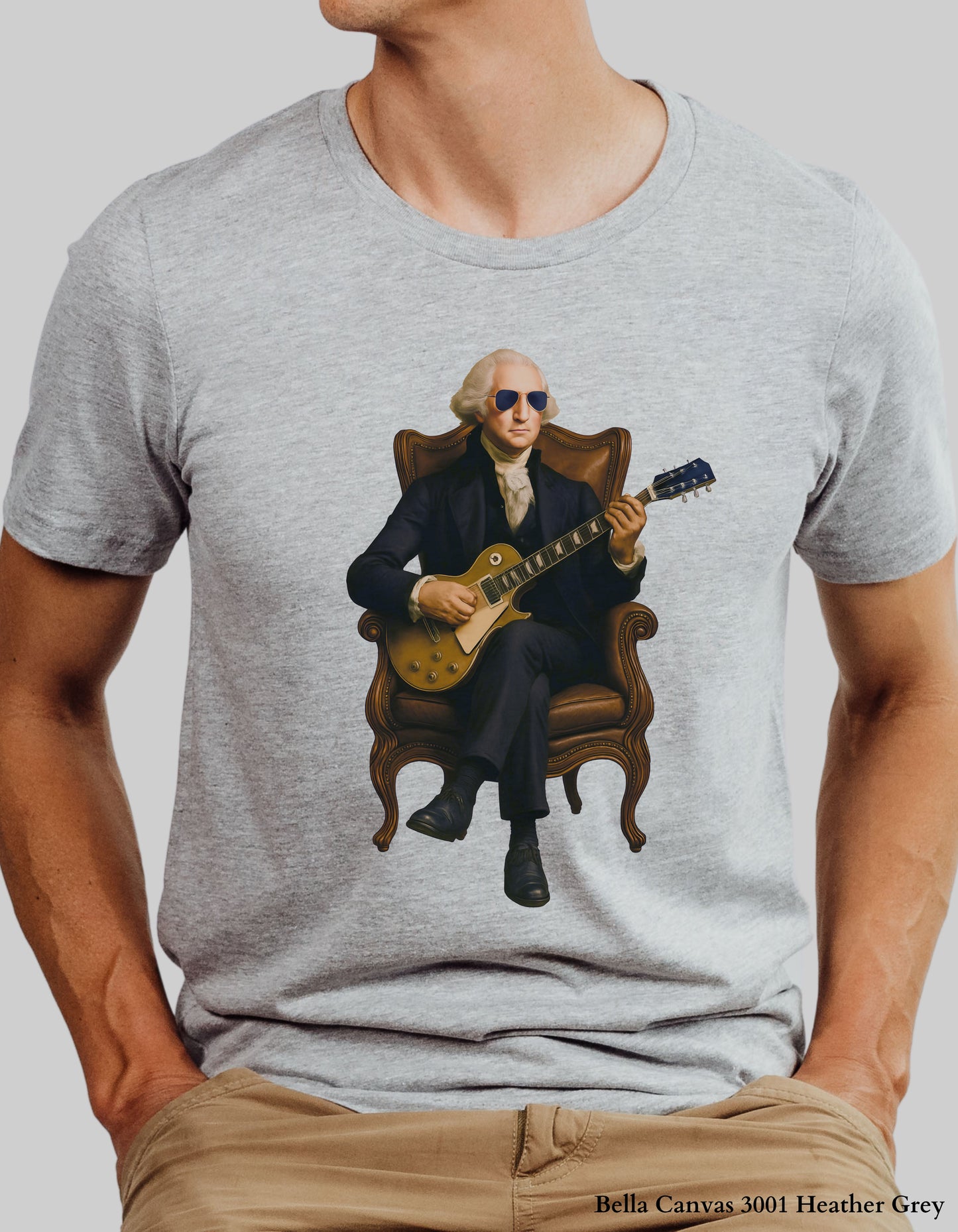 George Washington Guitar Shirt or Sweatshirt – Funny Patriotic Graphic Tee (Founding Fathers Rock Series)