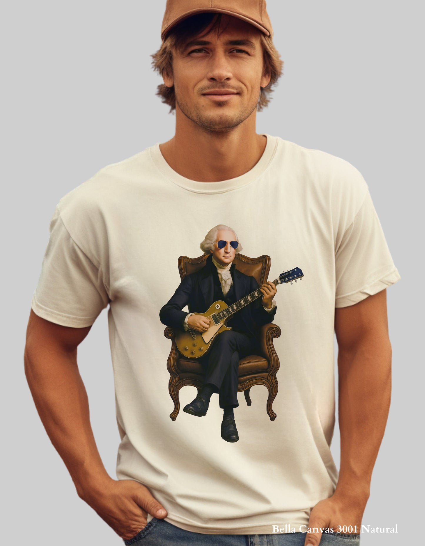 George Washington Guitar Shirt or Sweatshirt – Funny Patriotic Graphic Tee (Founding Fathers Rock Series)