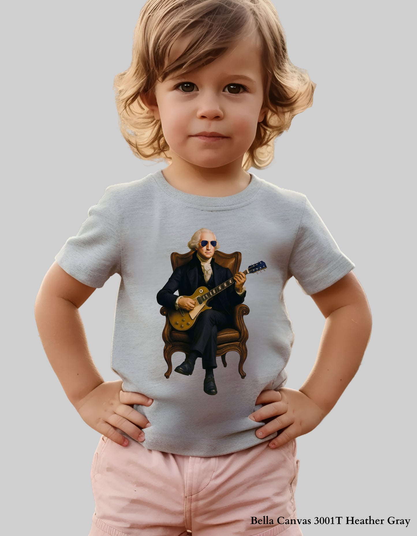 Kids George Washington Guitar Shirt – Funny Patriotic Graphic Tee (Founding Fathers Rock Series)
