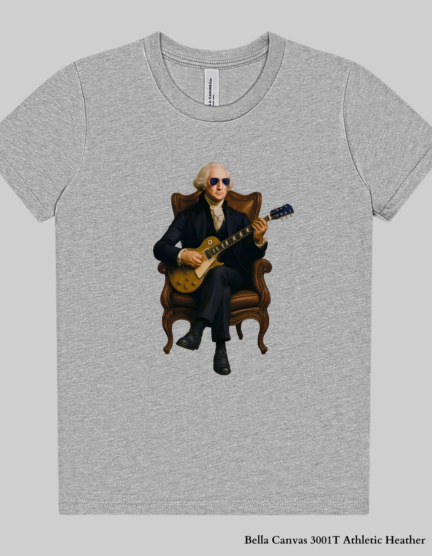 Kids George Washington Guitar Shirt – Funny Patriotic Graphic Tee (Founding Fathers Rock Series)