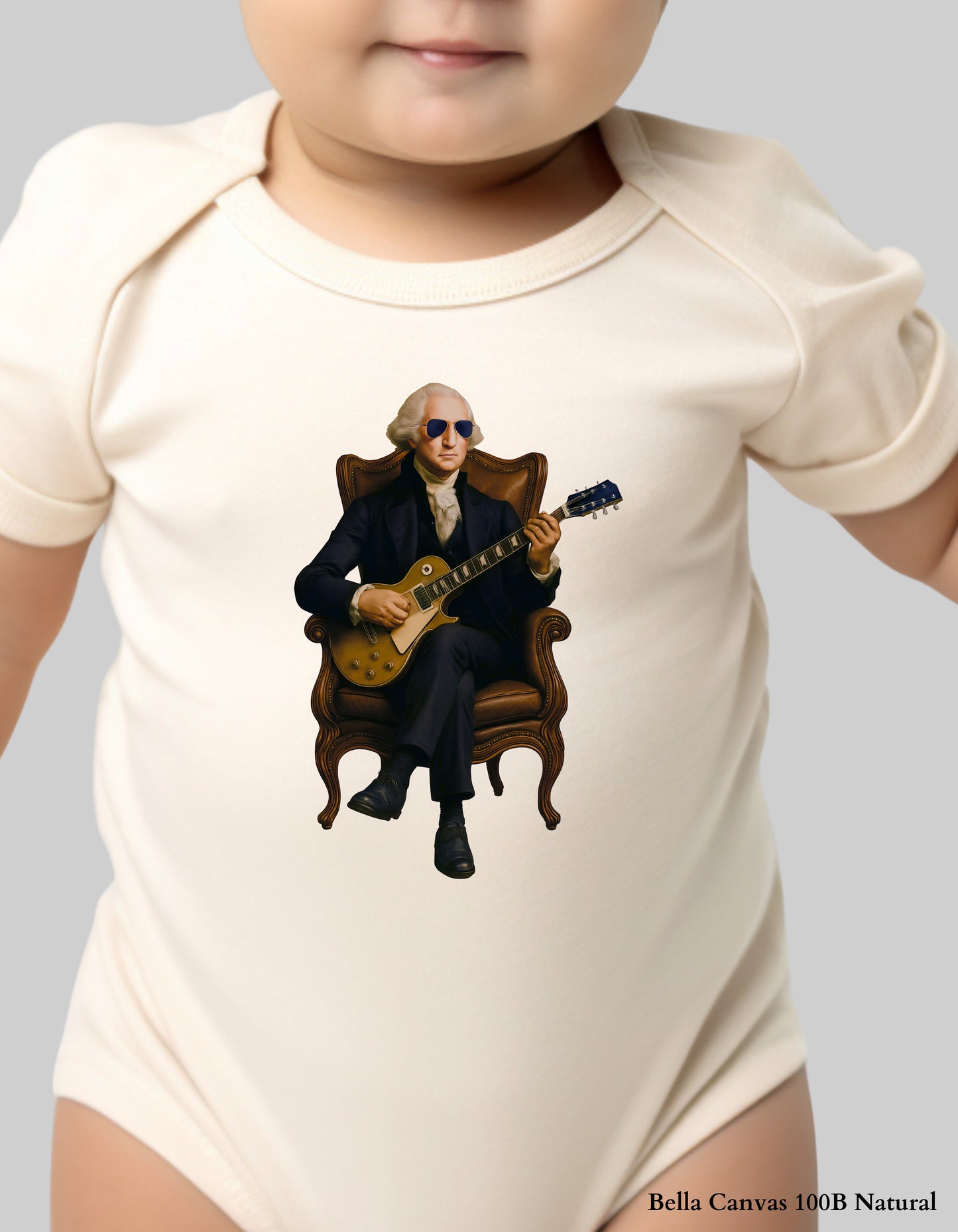 Kids George Washington Guitar Shirt – Funny Patriotic Graphic Tee (Founding Fathers Rock Series)