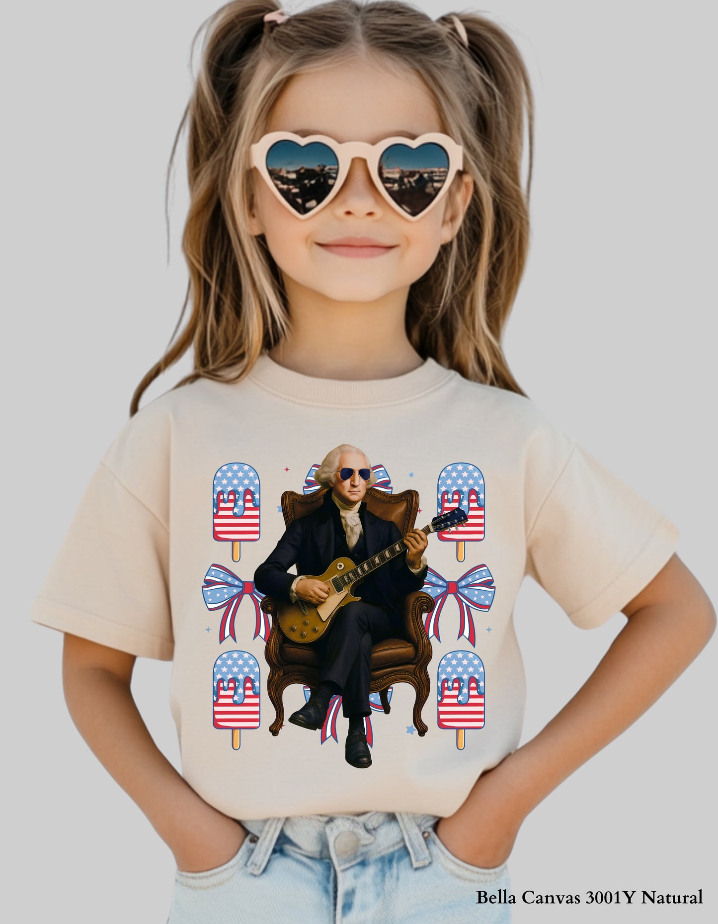 Kids George Washington Guitar Shirt – Funny Patriotic Graphic Tee (Founding Fathers Rock Series)