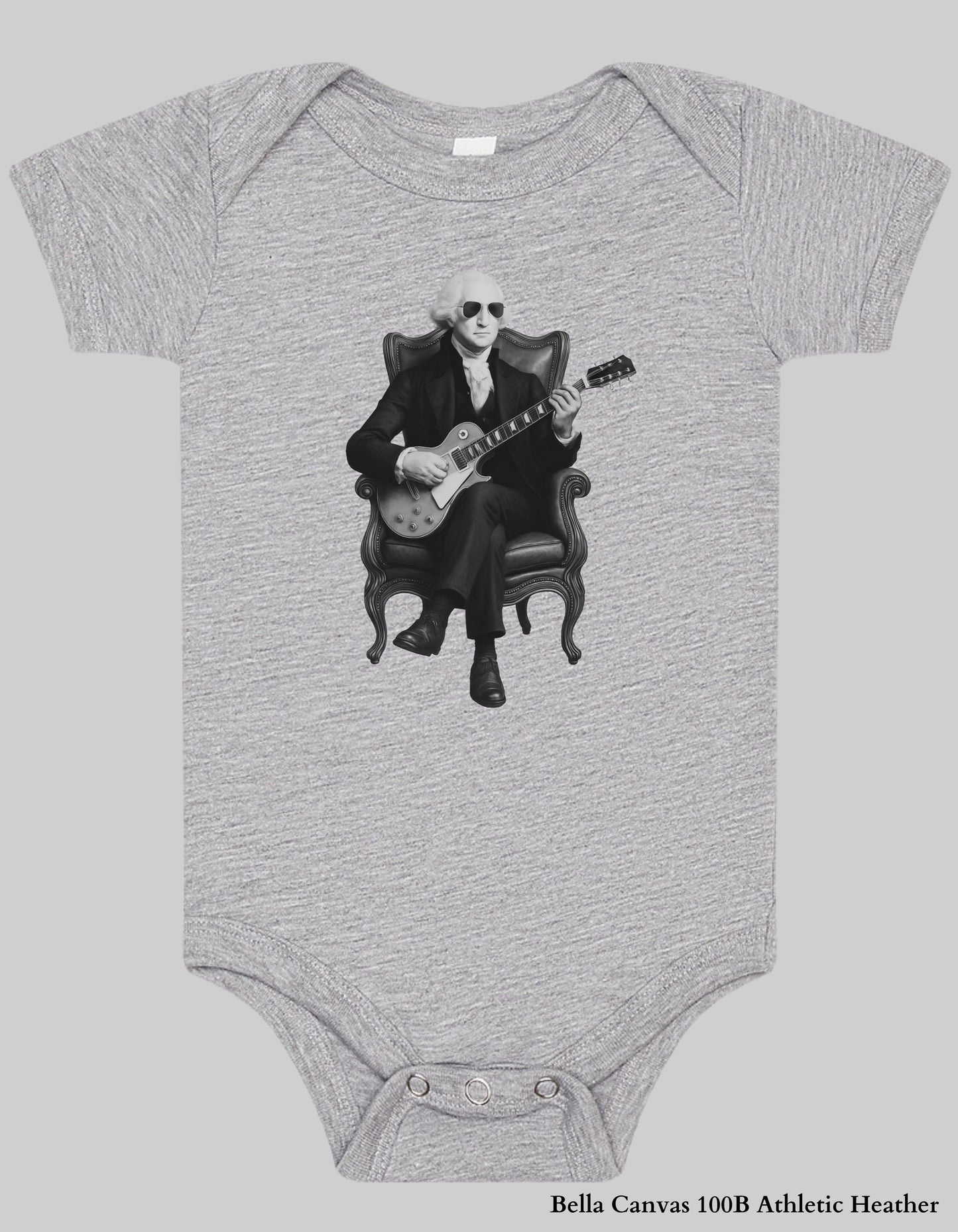 Kids George Washington Guitar Tee – Black & White | Founding Fathers Rock Series Family Matching Shirt