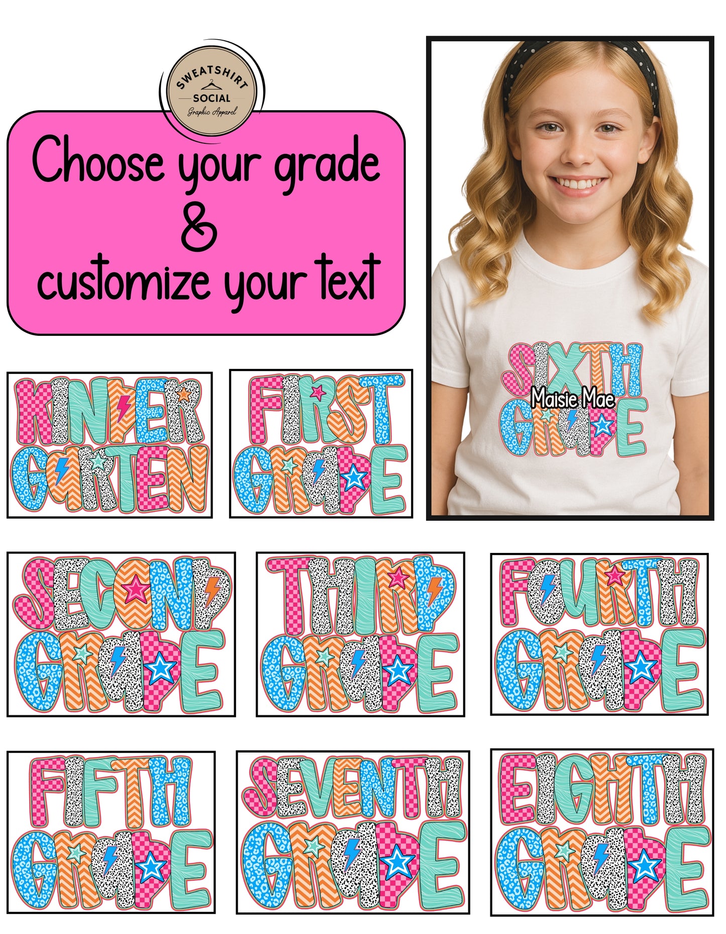 Pink Dot Grade Shirt for Kids – Custom Back to School Tee (Kindergarten to 8th Grade)