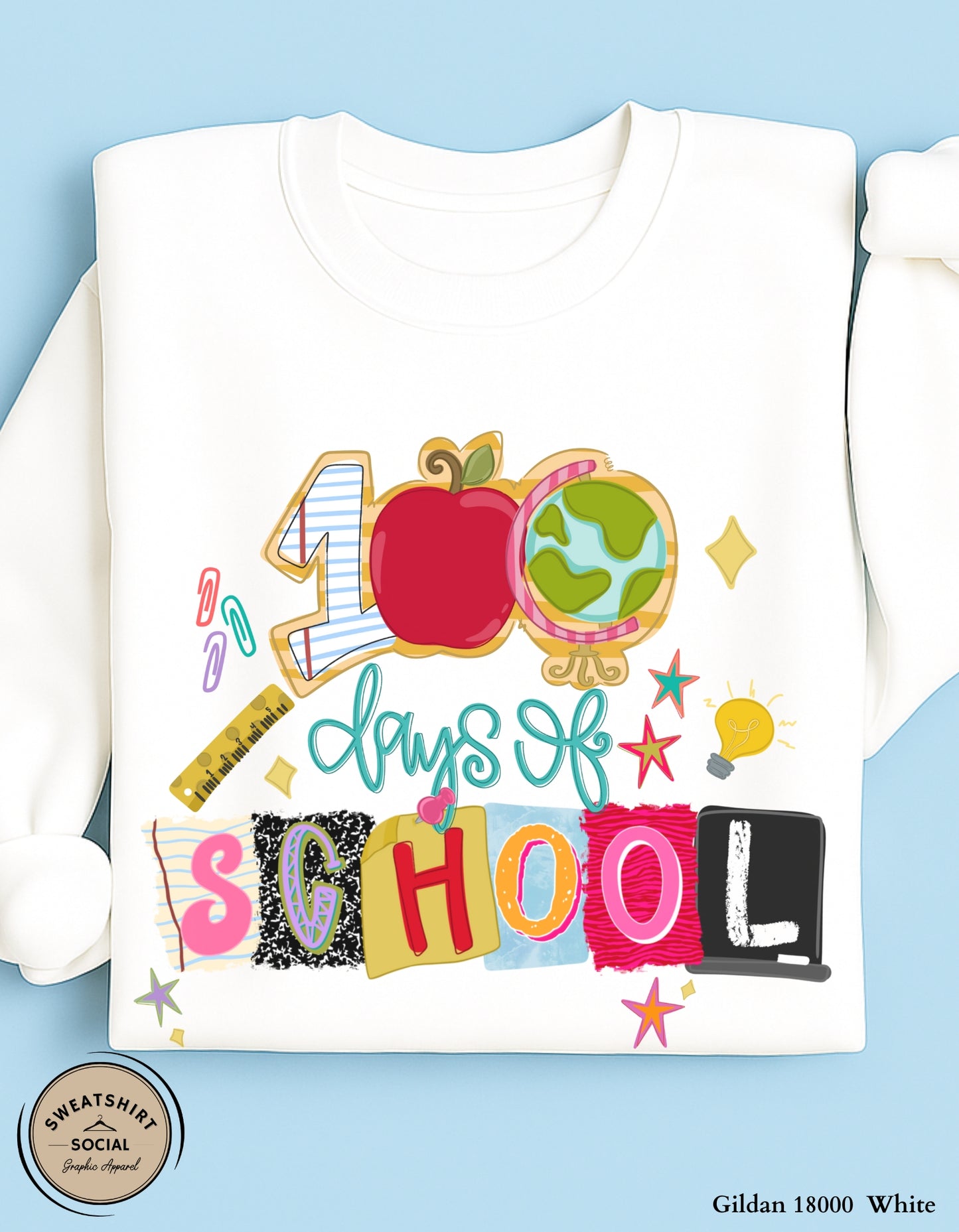 100th Day Celebration Shirt – Colorful Classroom Design (Adult Sizes S–2XL)