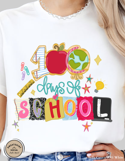 100th Day Celebration Shirt – Colorful Classroom Design (Adult Sizes S–2XL)