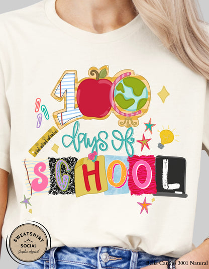 100th Day Celebration Shirt – Colorful Classroom Design (Adult Sizes S–2XL)