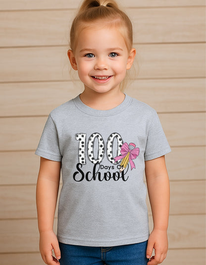 100 Days of School Shirt for Kids – Cute Polka Dot Pencil Design (Toddler–Youth Sizes)
