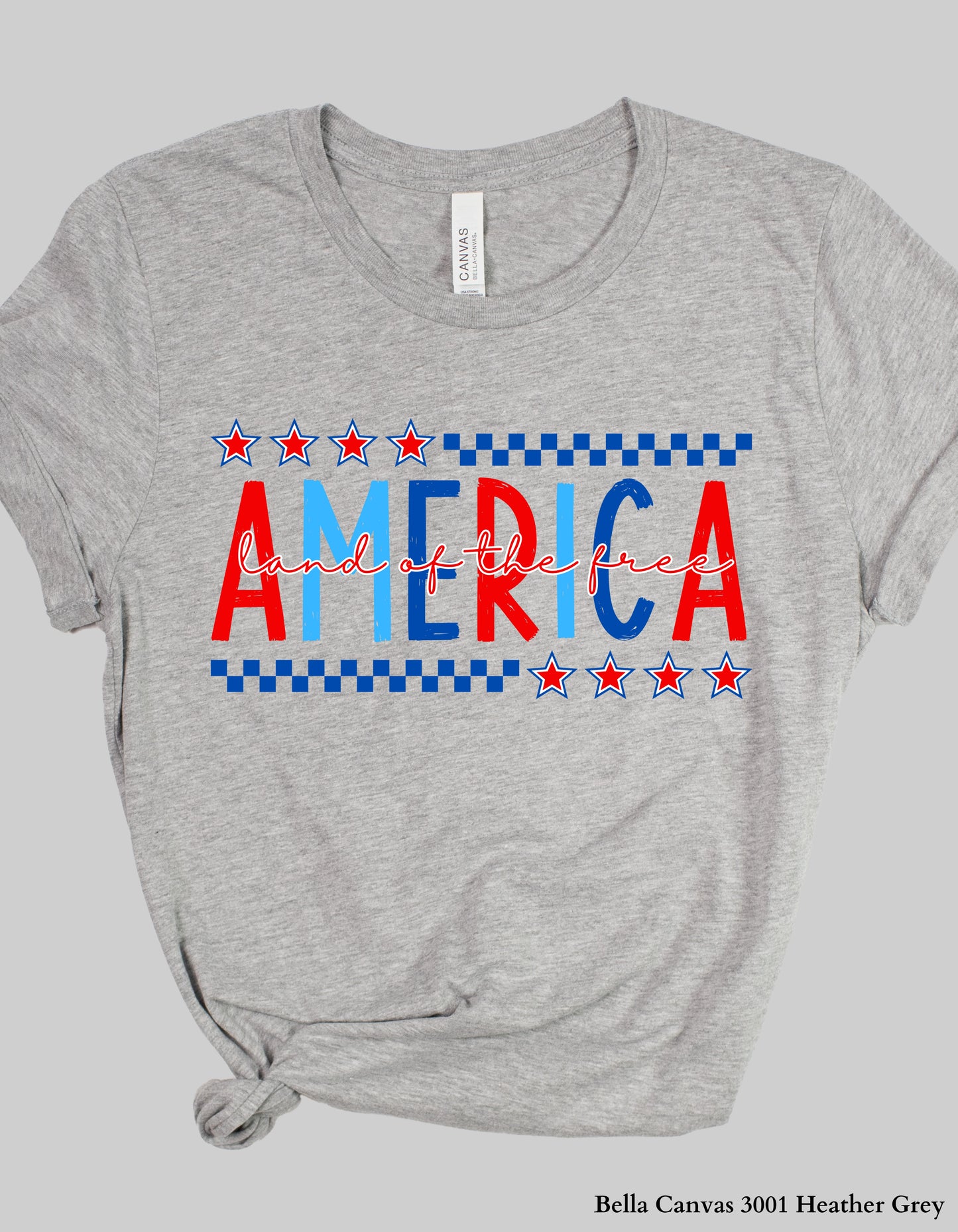 America – Land of the Free Shirt or Tank (Adult Sizes) | Patriotic Red, White & Blue Tee