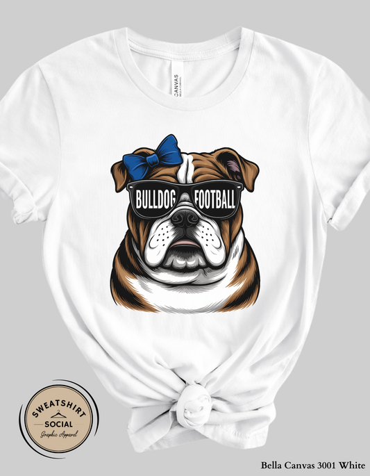 Bulldog Football Mascot Tee or Sweatshirt – Cute Game Day Design (Adult Sizes)